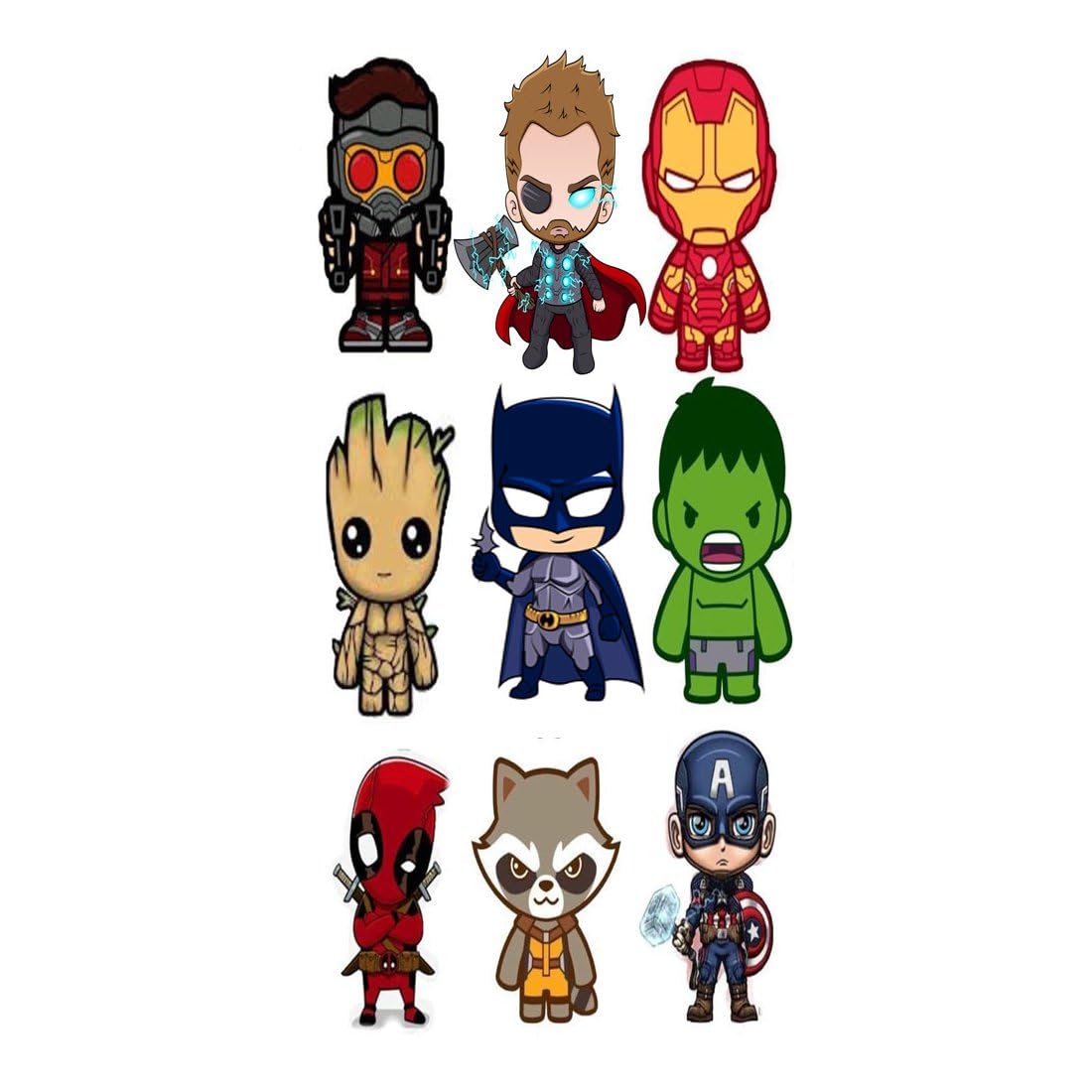 Waterproof Temporary Tattoos for Men & Women - Small Cartoon Character Fake Body Art Tattoos | Perfect for Parties, Cosplay, Halloween & Festivals