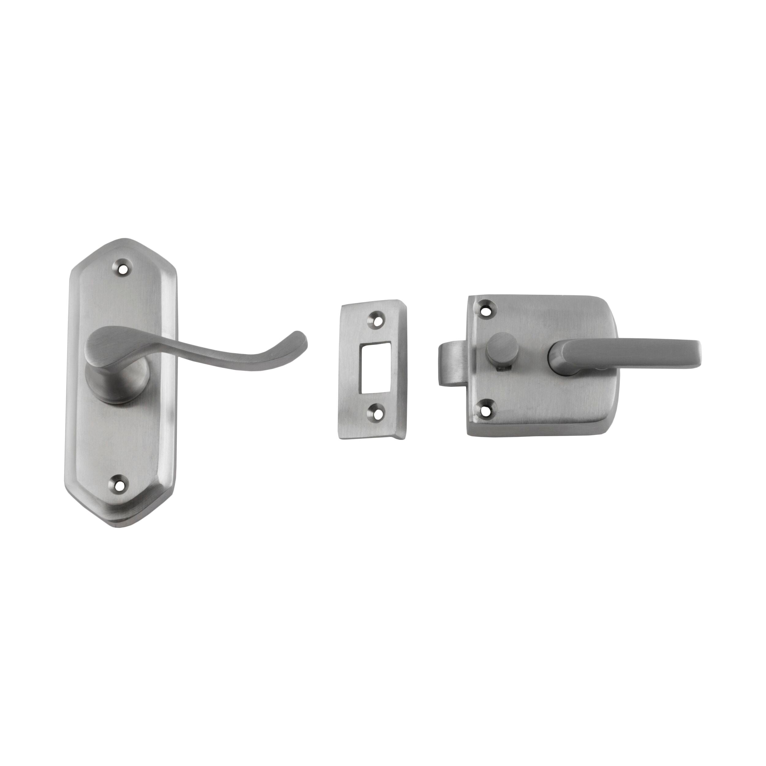 2059 Right Hand External Screen Door Latch - Satin Chrome Finish (H98xW36mm P40mm) - Perfect for Patio, Porch & Storm Doors