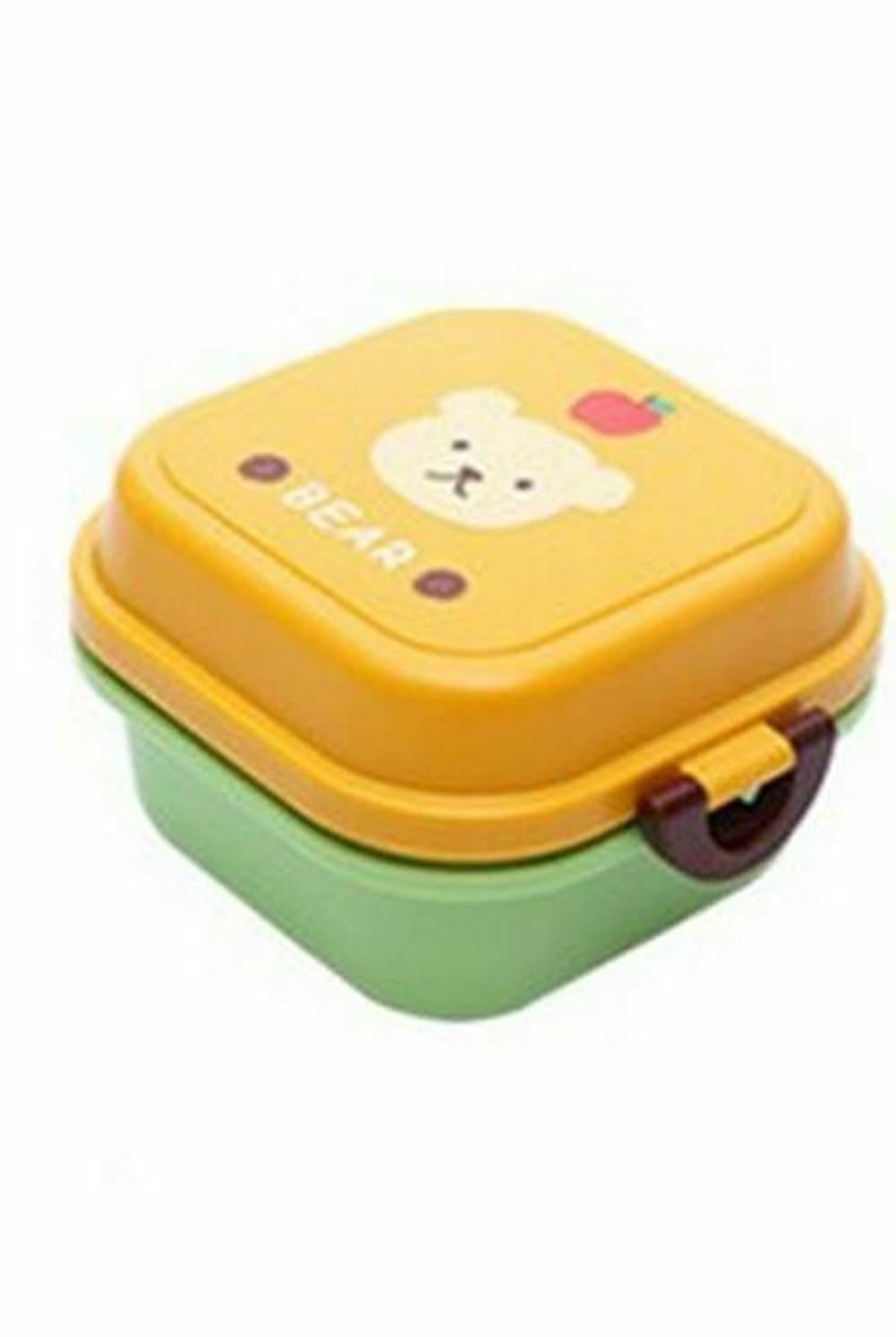 2 Layer Portable Bento Lunch Box - Leak Proof Food Container for Kids & Adults - Cute Orange Lunch Box for School, Work, Picnic & Travel