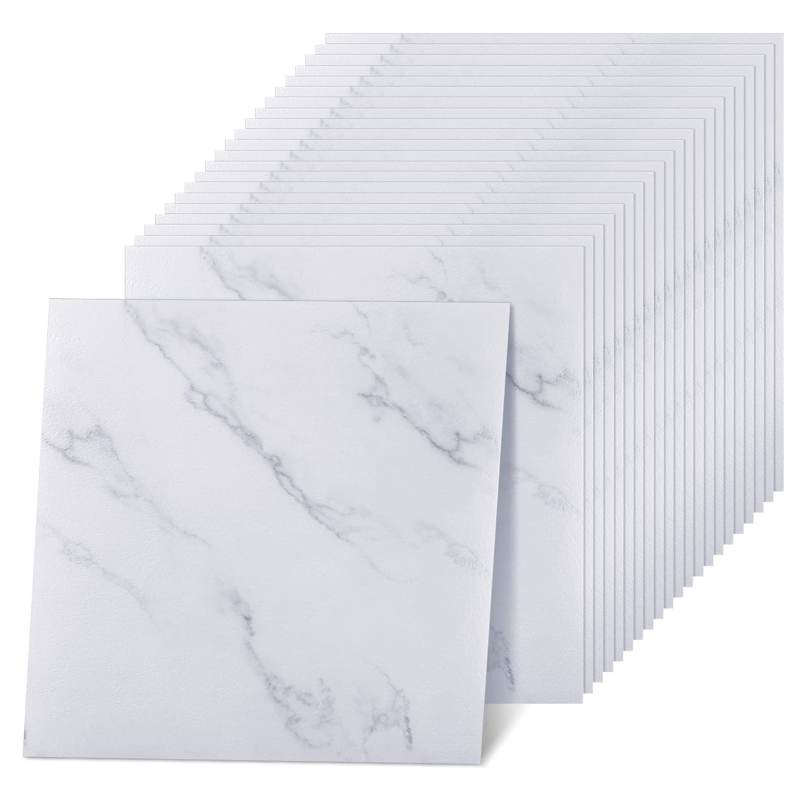 100-Pack Spiareal Self-Adhesive Peel & Stick Vinyl Floor Tiles 12x12 Inch - Waterproof Removable Flooring Stickers for Kitchen, Bedroom, Bathroom, Basement (Marble Design) - Easy DIY Home Renovation & Rental Apartment Upgrade