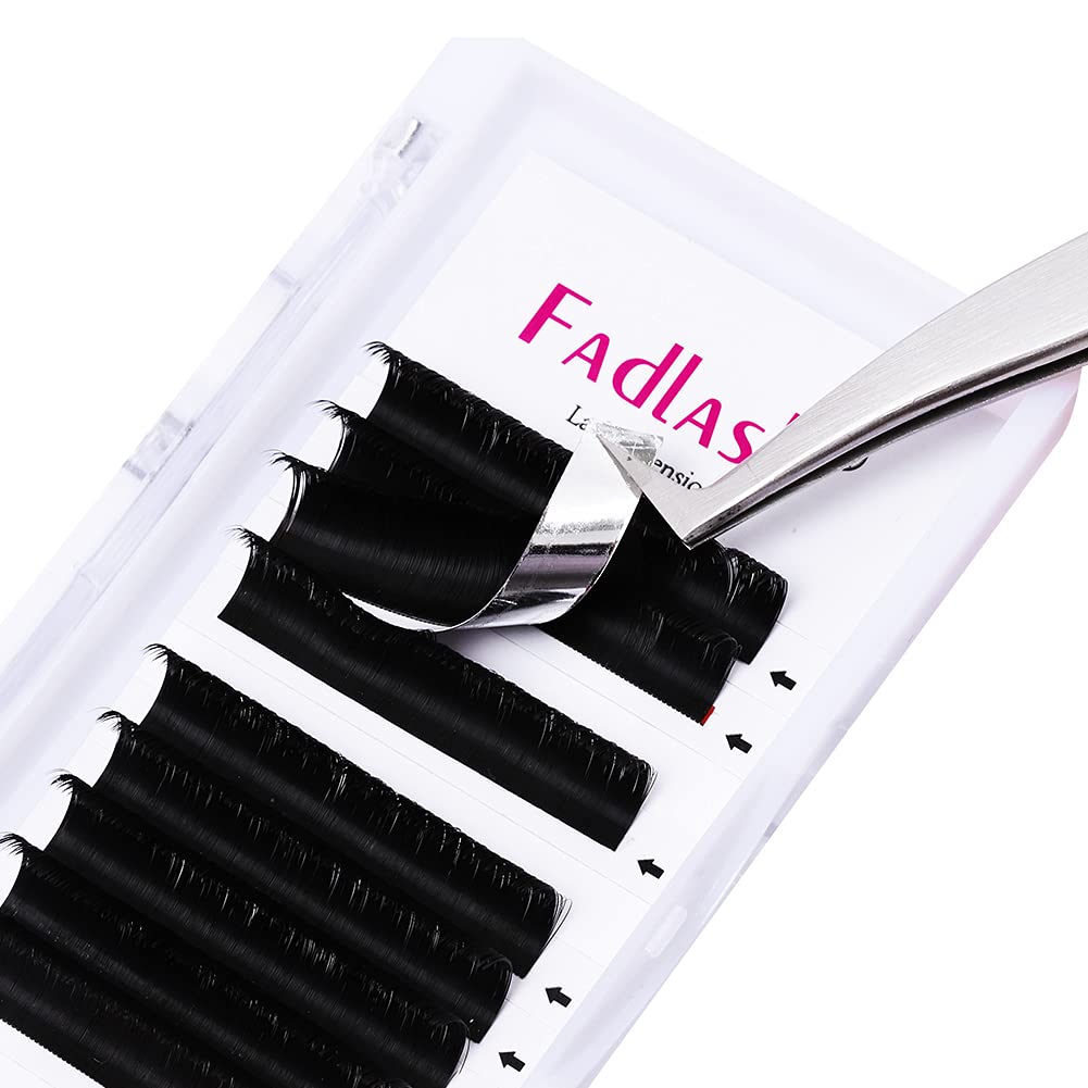 FADLASH Professional Eyelash Extensions Kit - 13-16mm Mixed Length Self-Fanning Volume Lashes (0.07-D, 0.03-0.10mm) - Fast Blooming Lash Extensions for Salon & Home Use - Perfect for Bridal, Party & Everyday Glam Makeup Looks