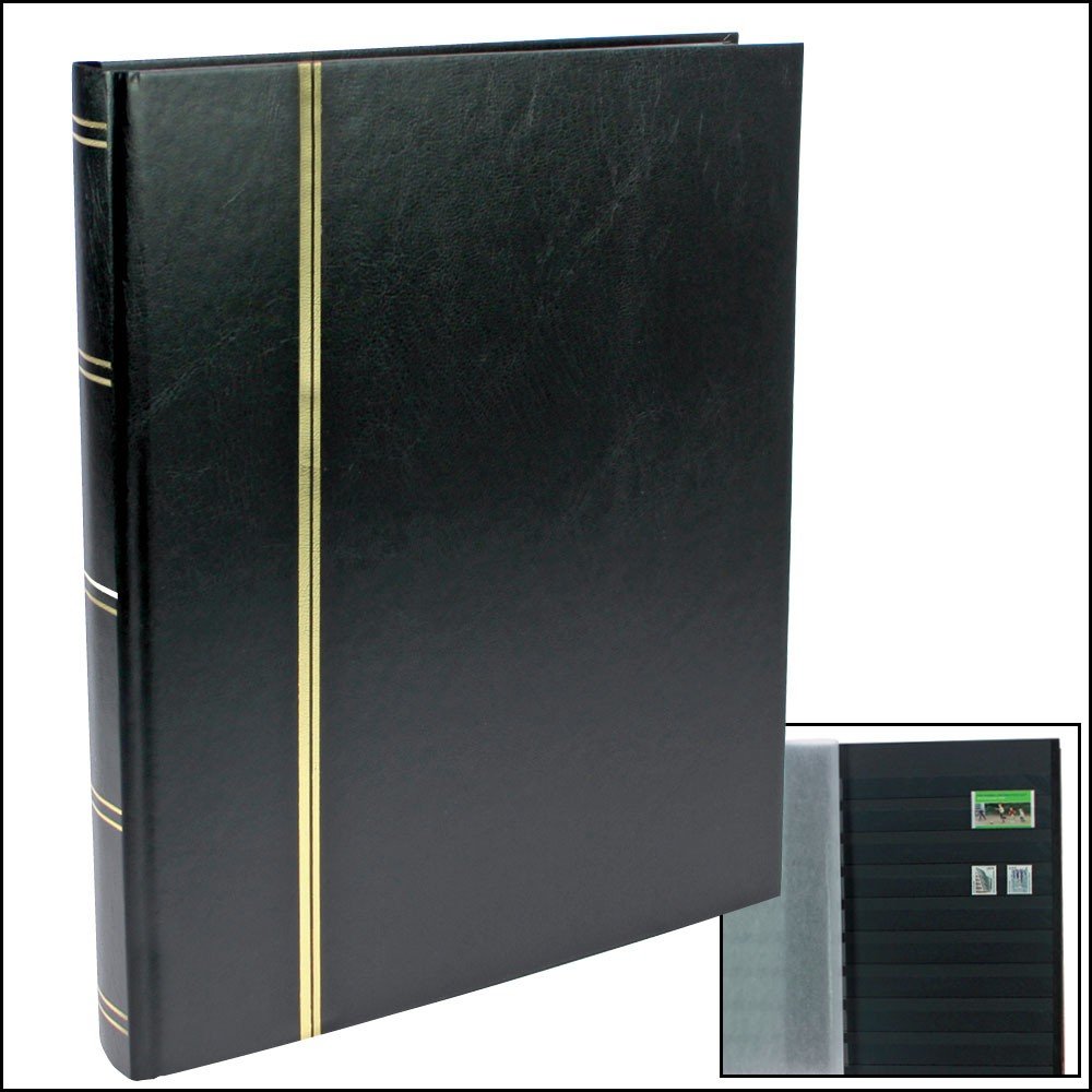 Premium Stamp Collecting Album - 32 Black Pages Stock Book for US Stamps | Organize & Display Your Stamp Collection | Perfect for Hobbyists & Collectors
