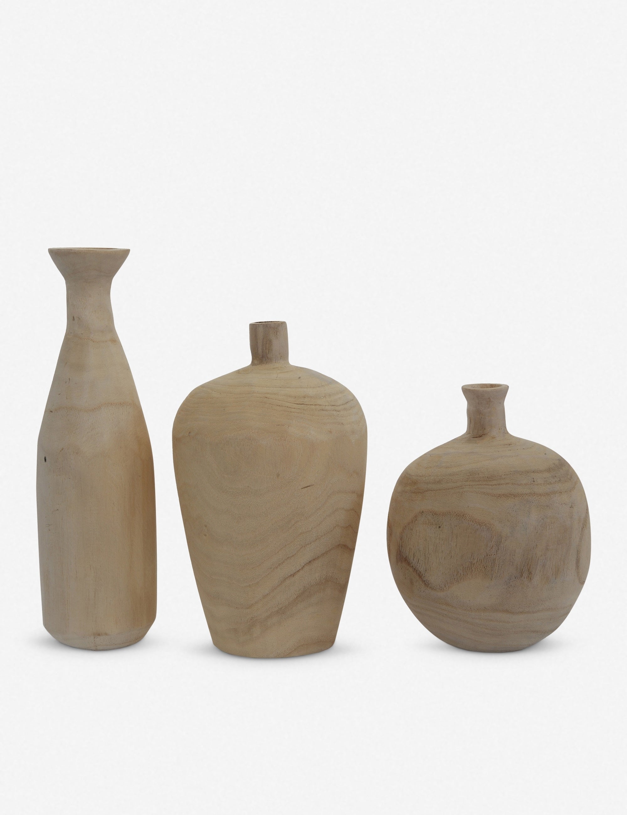 Charlynn Wood Vases Set of 3 - Handcrafted Decorative Vases for Home, Office & Wedding Decor - Perfect for Centerpieces, Shelf Displays & Gift Giving