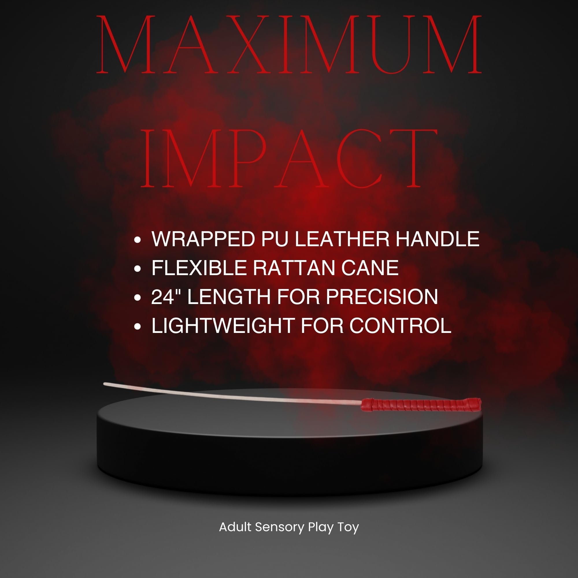 Premium Flexible Rattan Cane Spanking Whip - Sensory Impact Toy with Red Woven PU Leather Handle for BDSM, Adult Play & Sensation Exploration | Perfect for Bedroom Bondage, Couples Play & Sensory Stimulation