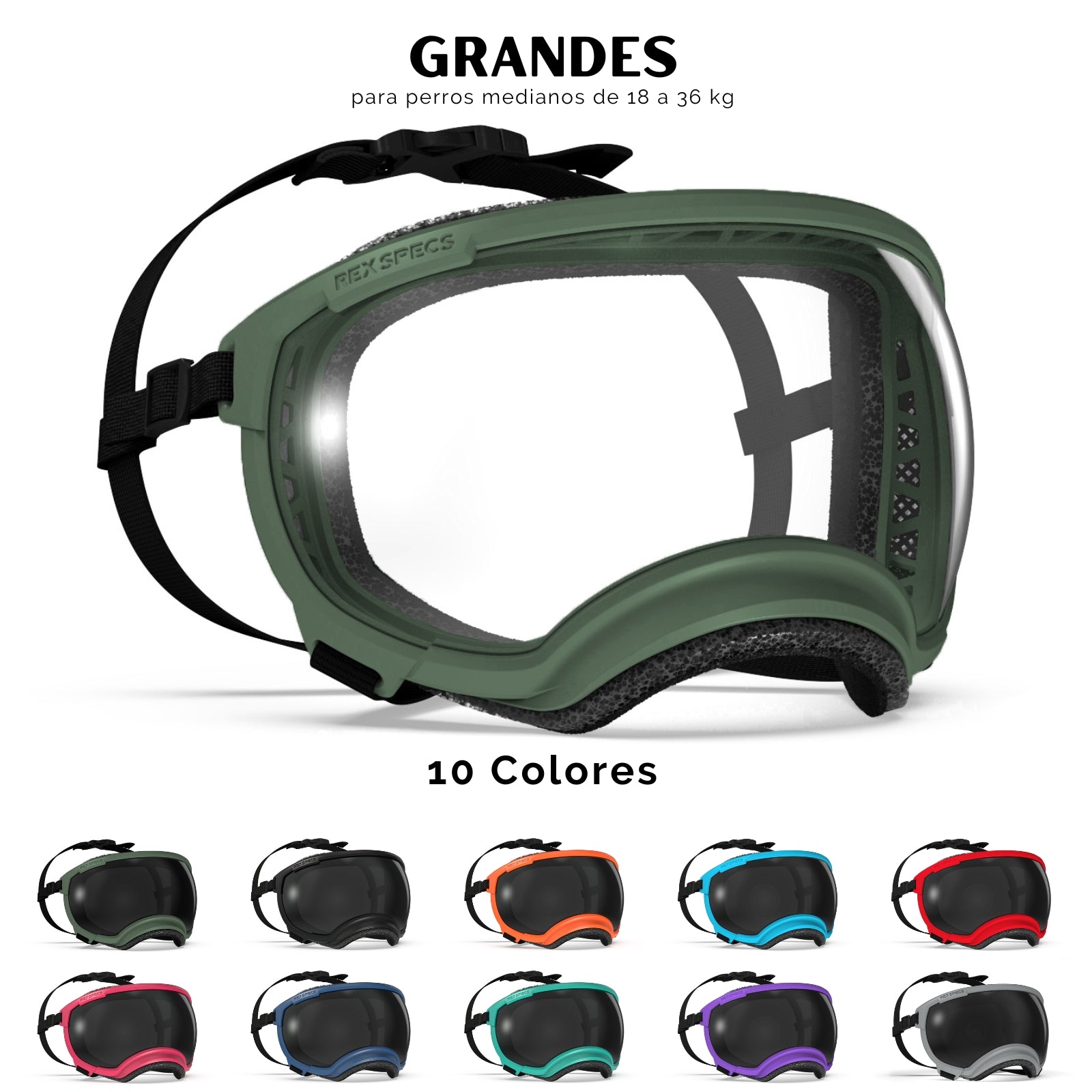Rex Specs V2 Dog Goggles for Large Dogs 18-38kg - Protective Eyewear for Active Pets, Hiking, Running & Outdoor Adventures