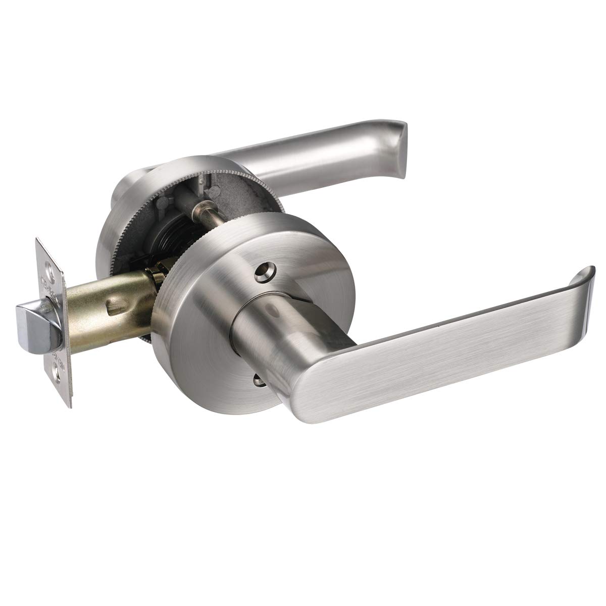 Heavy Duty Satin Nickel Lever Handle Lock for Hall & Closet Doors - Non-Locking Passage Door Hardware (HTL02) - Perfect for Bedrooms, Bathrooms & Interior Doors