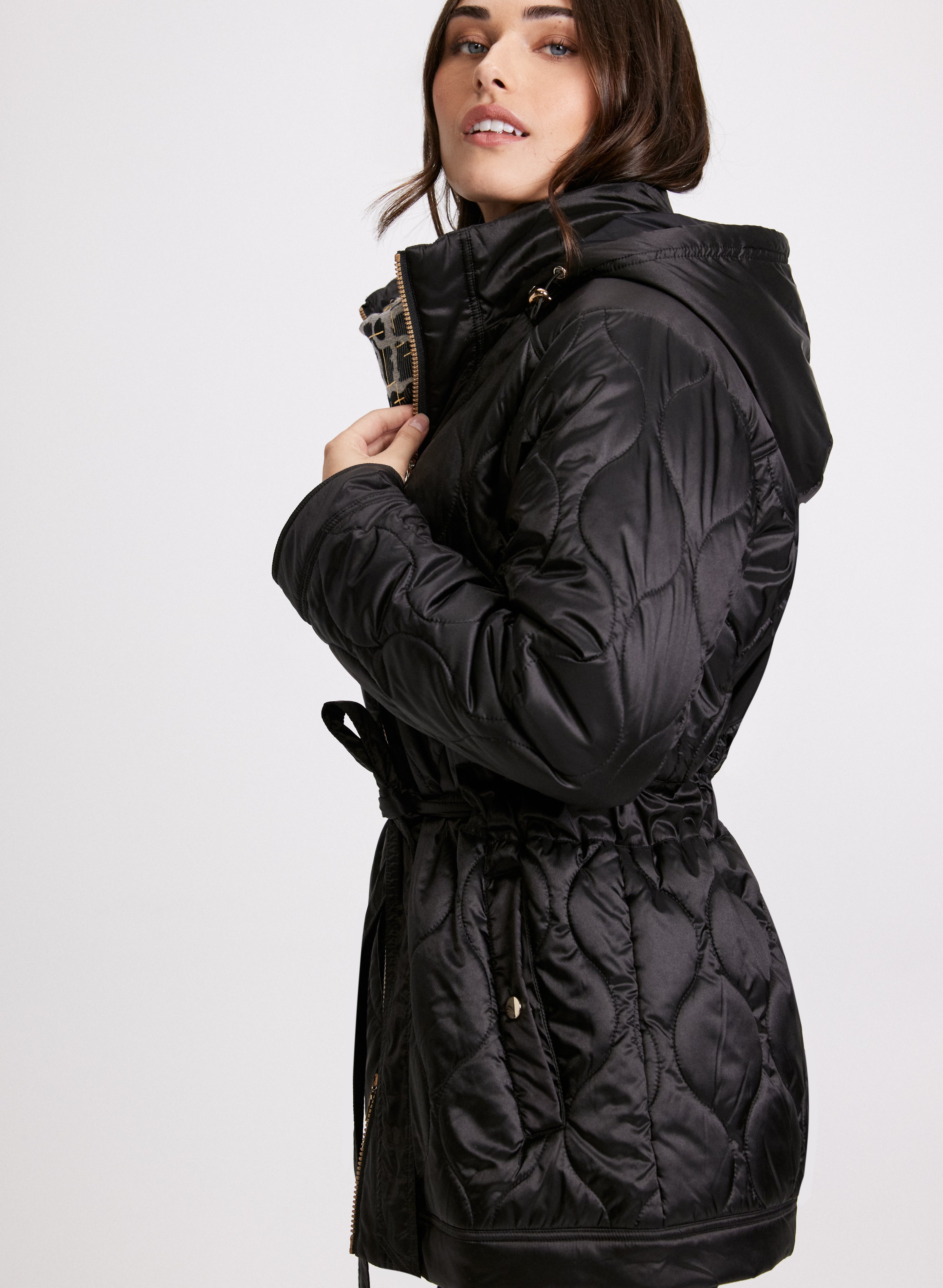 Women's Fashion Belted Puffer Coat - Warm Winter Jacket with Adjustable Waist for Outdoor Activities & Casual Wear