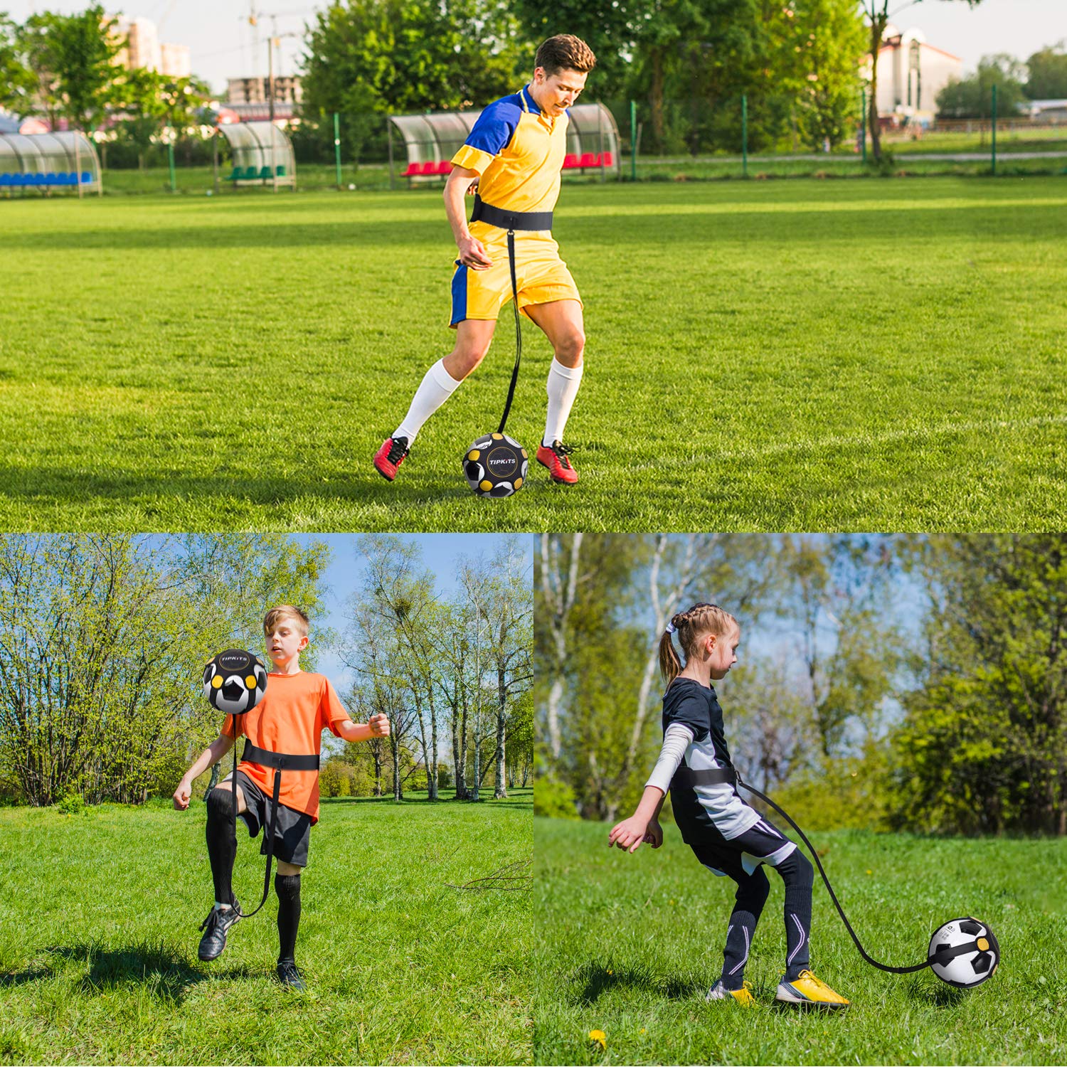 Best Soccer Training Equipment for Kids & Adults - Upgraded Solo Soccer Trainer Belt with Leather Fixation - Perfect for Solo Practice, Drills & Skill Development
