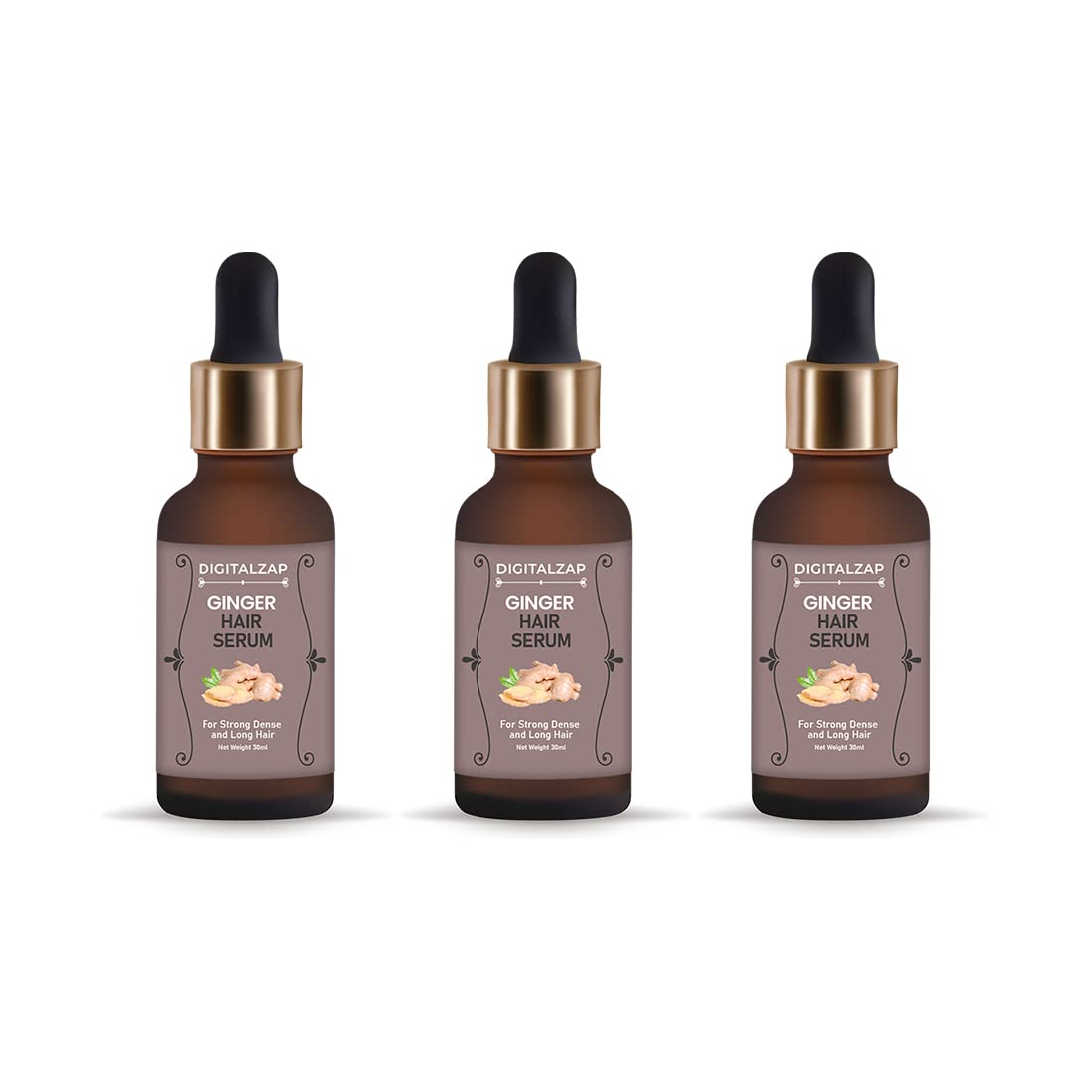 Ginger Root Hair Growth Serum for Men & Women - Strengthening & Nourishing Treatment for Thinning Hair & Hair Loss (3-Pack, 30ml) - Perfect for Daily Scalp Care & Healthy Hair Regrowth