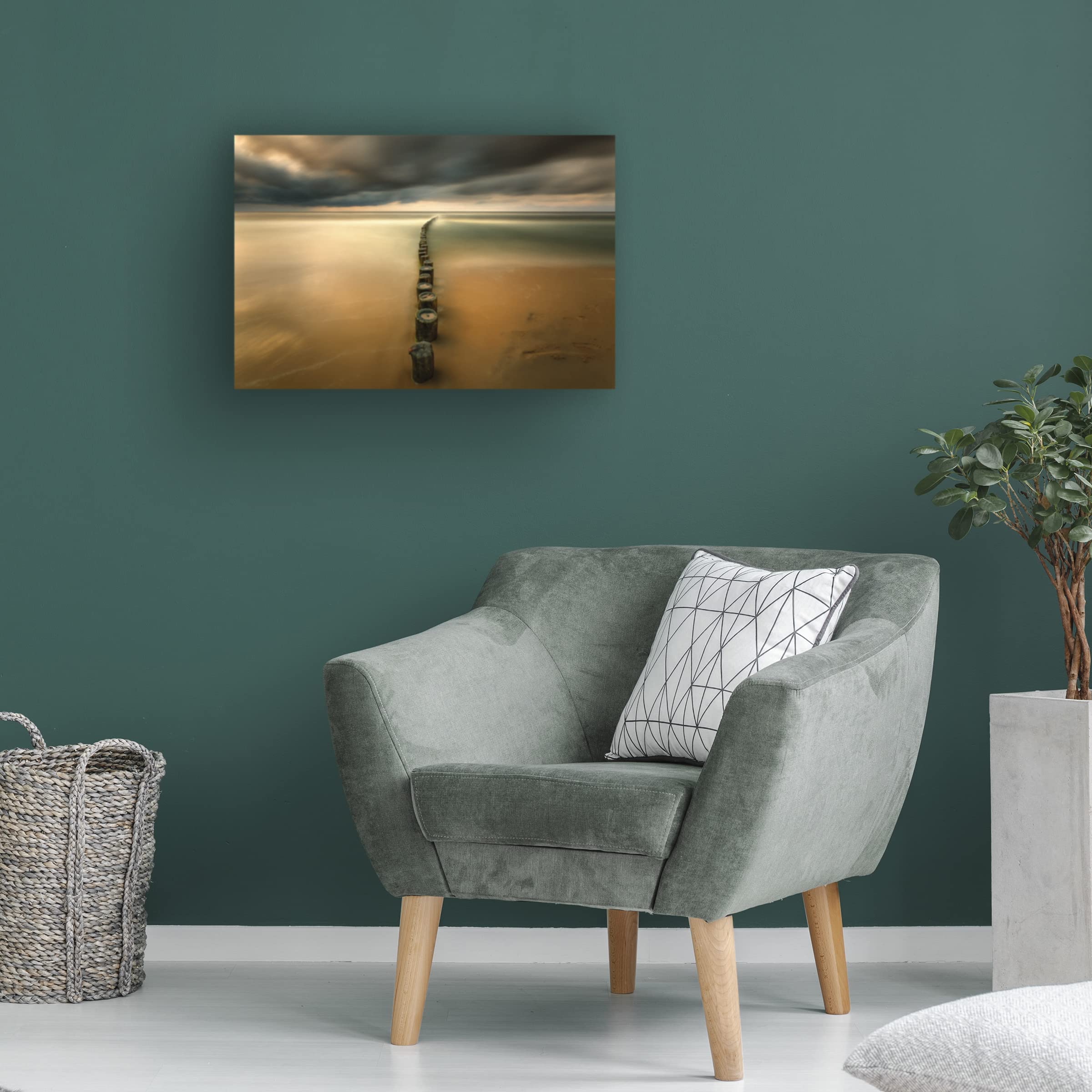 Trademark Fine Art 'Line' Canvas Art by Krzysztof Browko - Modern Abstract Wall Decor for Living Room, Bedroom & Office - Perfect for Home & Office Decor