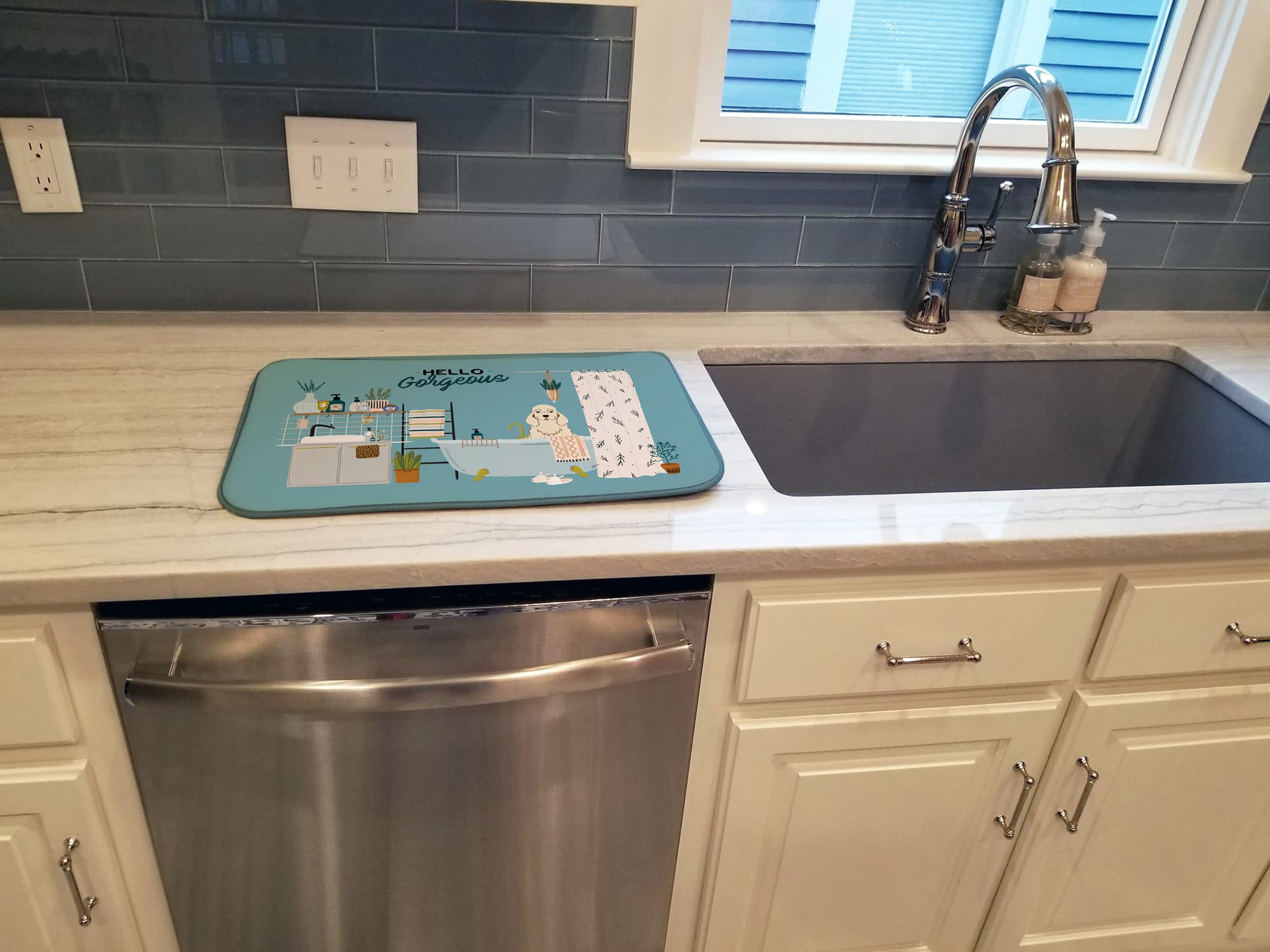Cocker Spaniel Dish Drying Mat - Absorbent Kitchen Counter Pad, 14x21