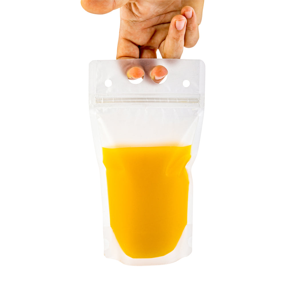 Bag Tek 17 oz Clear Plastic Drink Pouch with Single Zipper - 5 x 9 x 1.5 Inches - 100 Count Box - Perfect for Juice, Smoothies, and On-the-Go Hydration