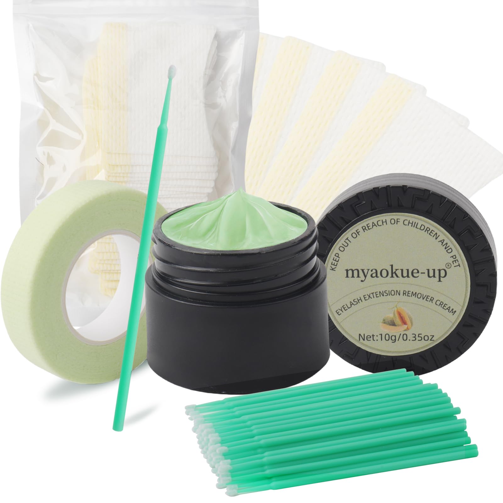 Professional Eyelash Extension Remover Kit - 10ML Cantaloupe Scented Lash Glue Dissolver | Includes Eye Patches & Microswab Brushes | Gentle Formula for Sensitive Eyes | Fast-Acting, No Irritation | Perfect for Salon & Home Lash Removal