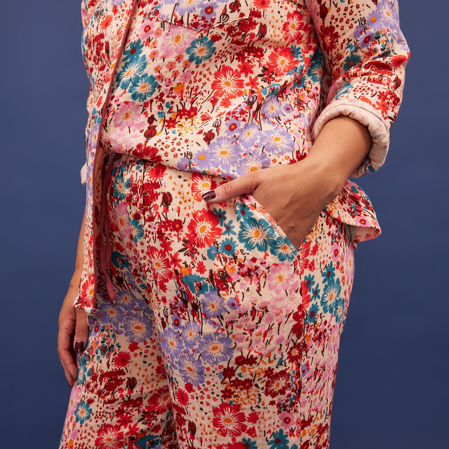 Soft & Breathable Meadow Cotton Pyjama Set for Women - Comfortable Sleepwear with Pockets - Perfect for Lounging, Travel & Relaxing at Home