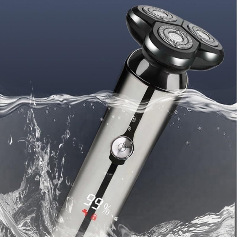 Best Rechargeable Electric Razor for Men - Rotary Floating Shaver with LCD Display, Wet & Dry Beard Trimmer - Perfect for Travel, Home & Gym Use