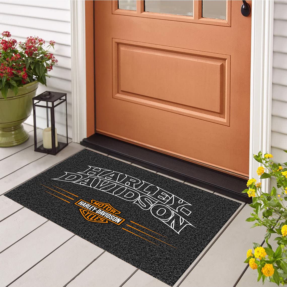 Harley Davidson Motorcycle Doormat - Non-Slip Front Door Mat for Home Decor (20x28 inches/50x70 cm) - Perfect for Biker Enthusiasts, Man Cave, Garage Entryway & Outdoor Use
