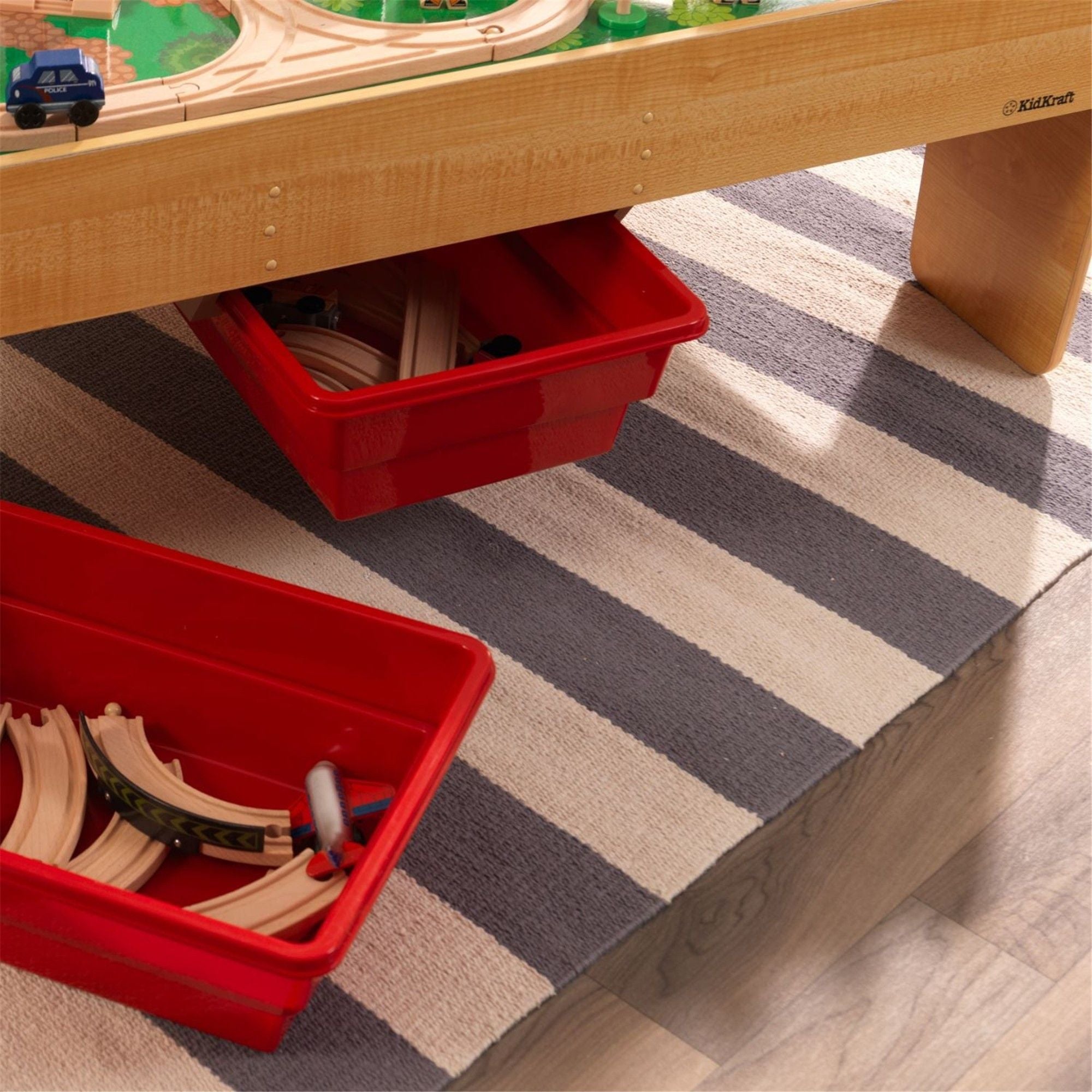 KidKraft Adventure Town Wooden Railway Train Set & Play Table - Interactive Toy for Kids, 100+ Pieces with Tracks, Trains & Accessories - Perfect for Imaginative Play & Learning (3+ Years) - Great for Playrooms, Daycares & Birthday Gifts