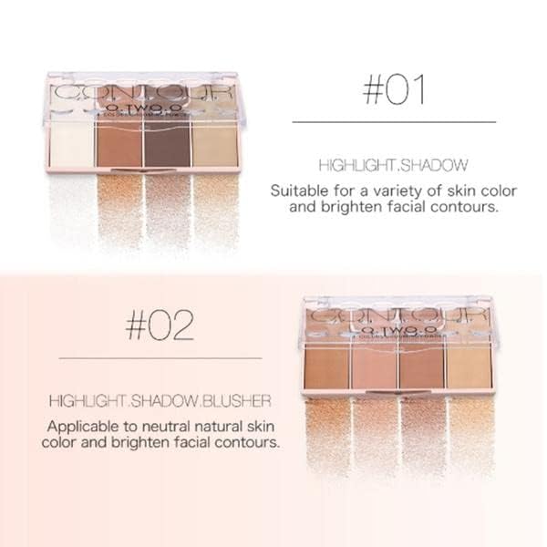 O TWO O Contour Highlighter & Blush Palette - 4 Color Face Shading & Grooming Powder Makeup Kit (24g, Long-Lasting) for Cheekbones & Contouring - Perfect for Everyday Makeup & Special Occasions