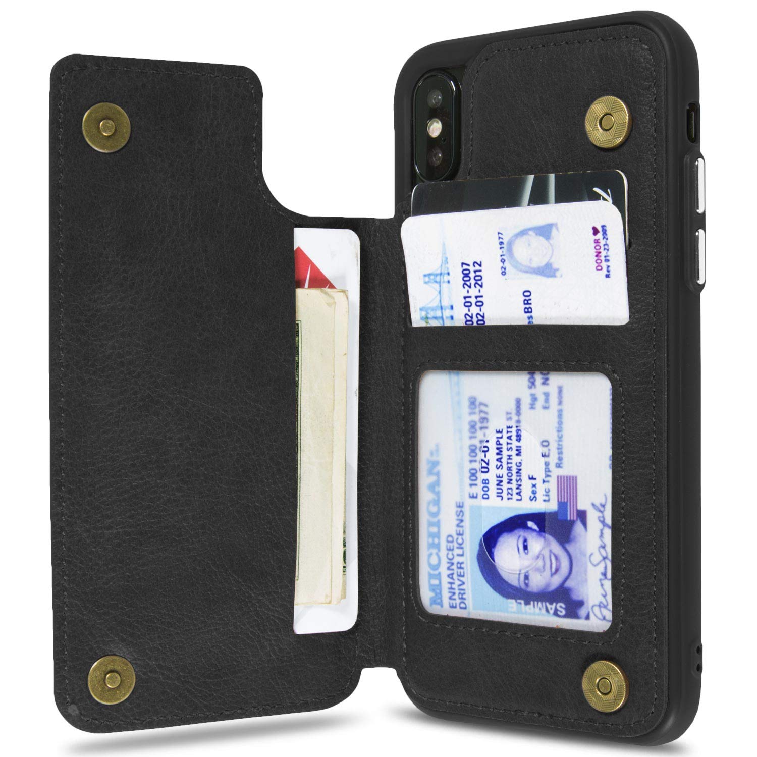 Vegan Leather iPhone X/Xs Wallet Case with Credit Card Holder - Slim Fit Protective Phone Cover for Apple iPhone X & Xs | Daytripper Series | Perfect for Travel, Work & Daily Use