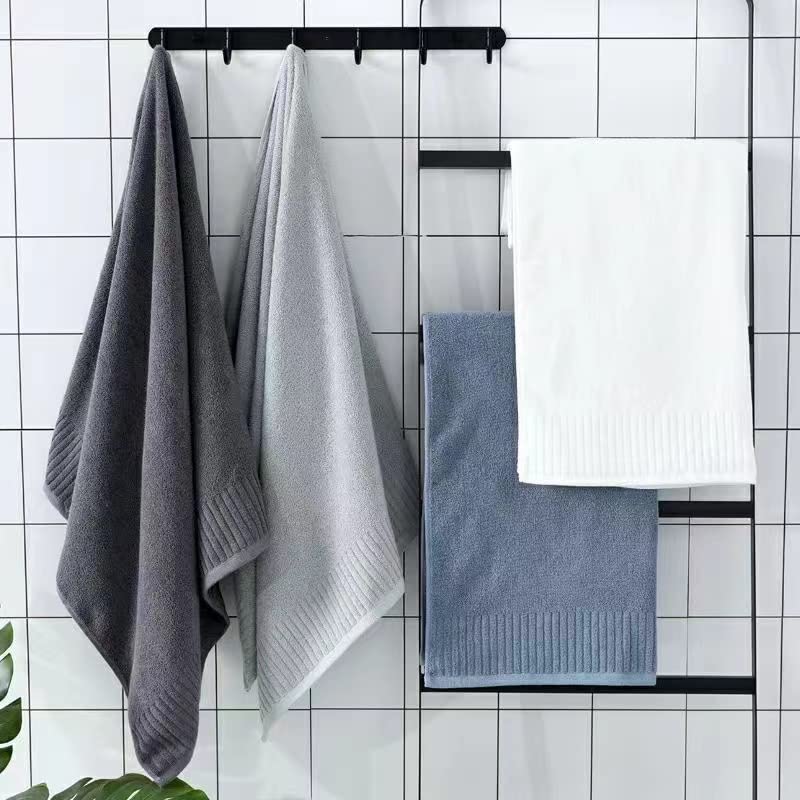 YiLUOMO Blue Bath Towel Set - 100% Cotton, Ultra Soft & Highly Absorbent (3-Piece) | Luxury Spa, Beach & Home Bath Essentials