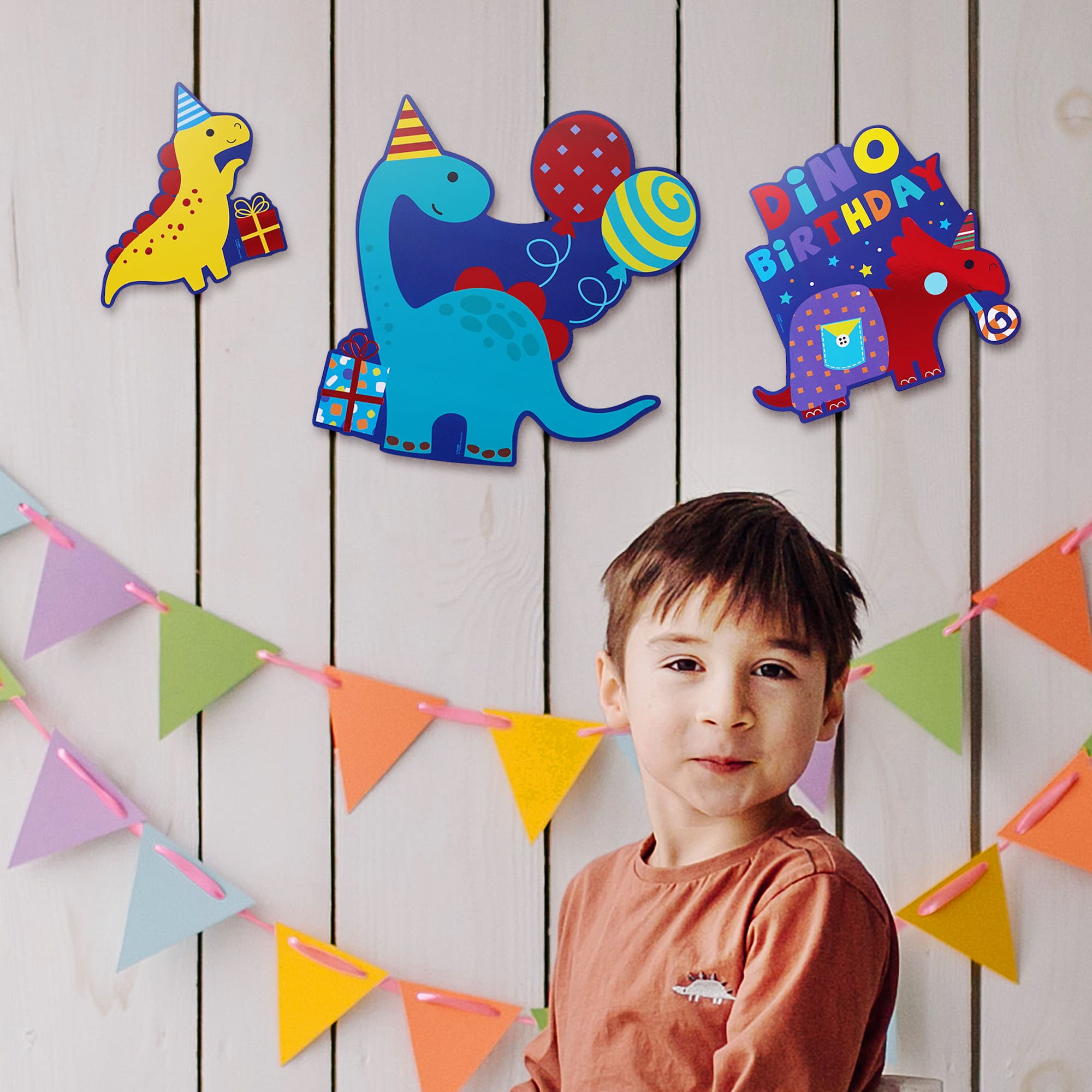 6-Pack Dinosaur Party Cutouts with Hot Stamp - Perfect for Birthday Decorations, Classroom Activities, and Kids' Party Supplies