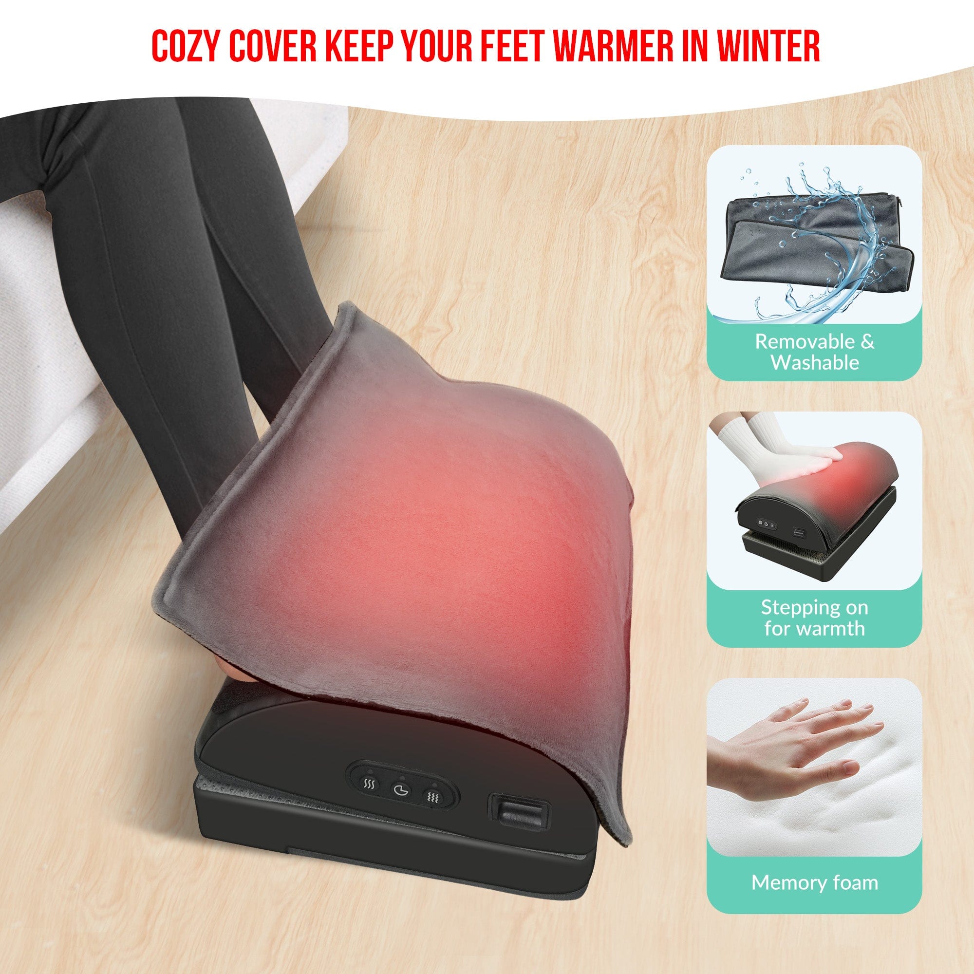 Snailax Memory Foam Vibration Foot Massager with Heat - Under Desk Foot Spa for Office & Home Use - Relieves Pain, Stress & Fatigue - Perfect for Work, Relaxation & Circulation Boost