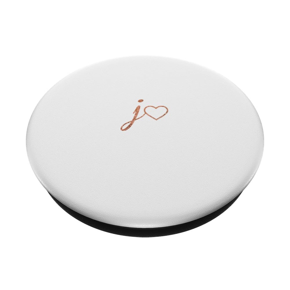 Rose Initial Letter J Heart Minimalist White PopSockets Standard PopGrip - Phone Grip & Stand for iPhone, Samsung, Smartphones - Perfect for Selfies, Videos, and Secure Phone Handling