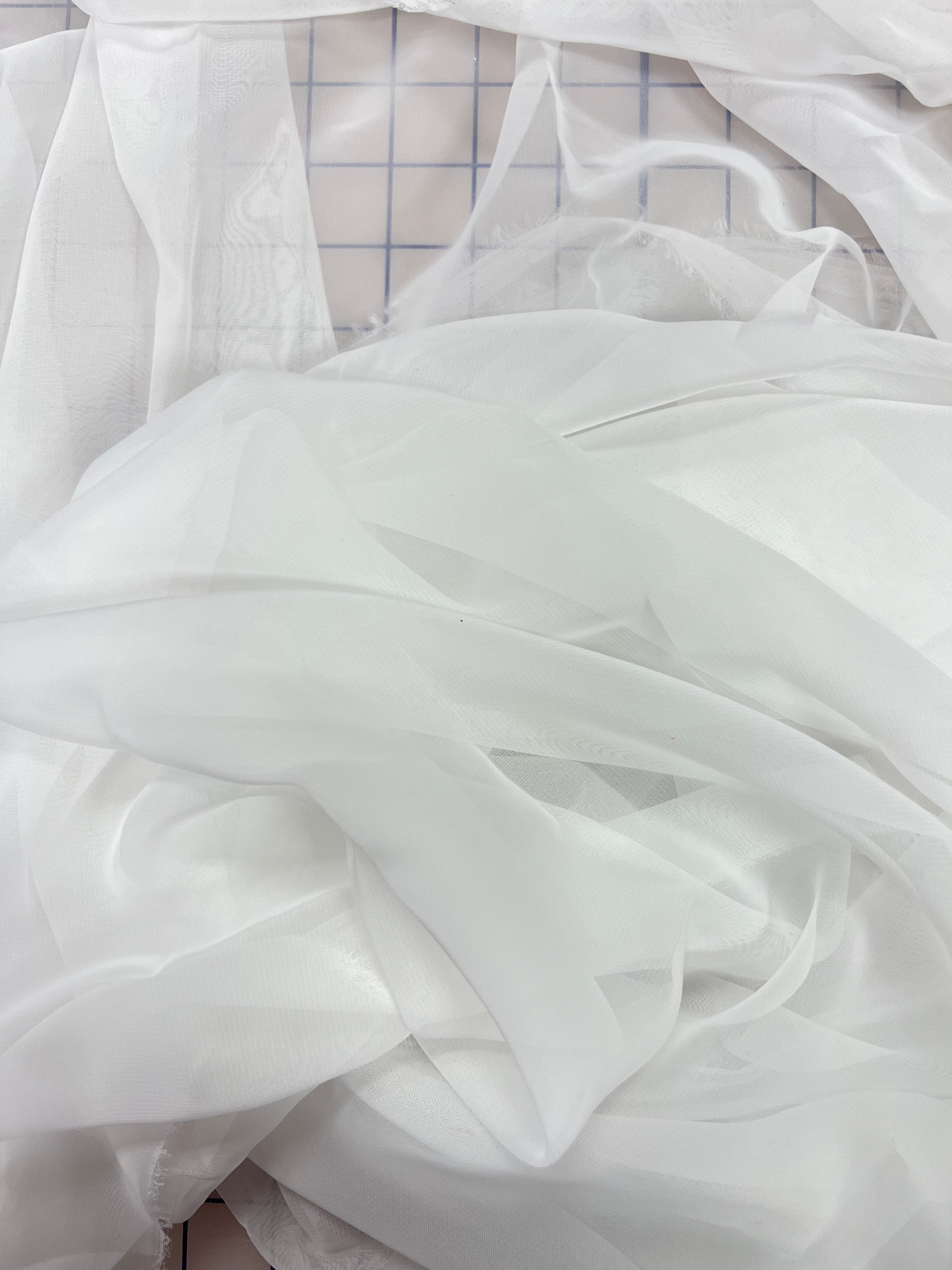 60-Inch Wide Off White Poly Chiffon Fabric - Bulk Grab Bag for DIY Dresses, Curtains & Craft Projects