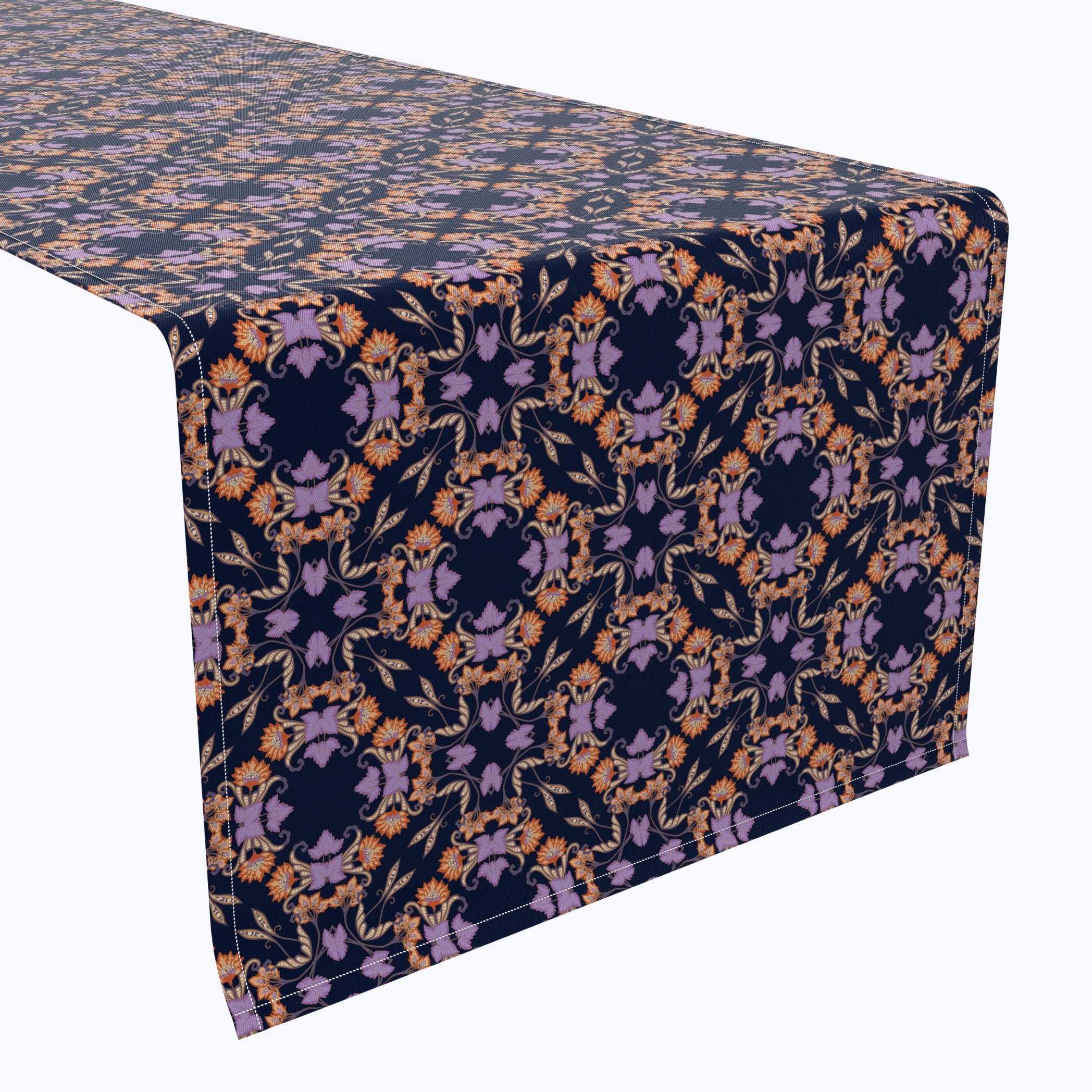 Elegant Floral Cotton Table Runner - 15 Inch Wide, Perfect for Dining Tables, Weddings, and Home Decor