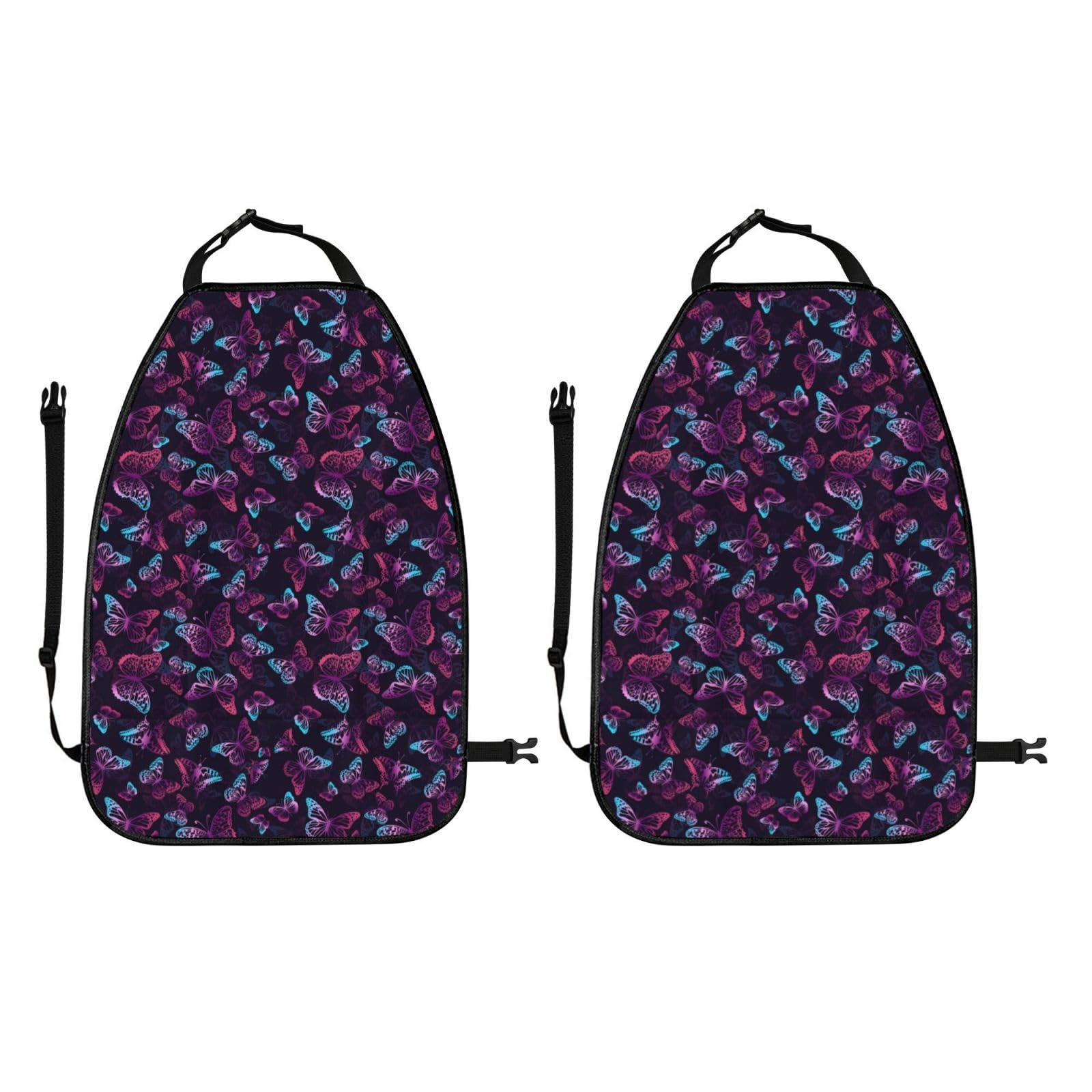 2-Piece Purple Butterfly Backseat Car Organizer - Car Seat Storage Organizer with Pockets | Perfect for Road Trips, Family Travel & Keeping Kids' Toys Organized