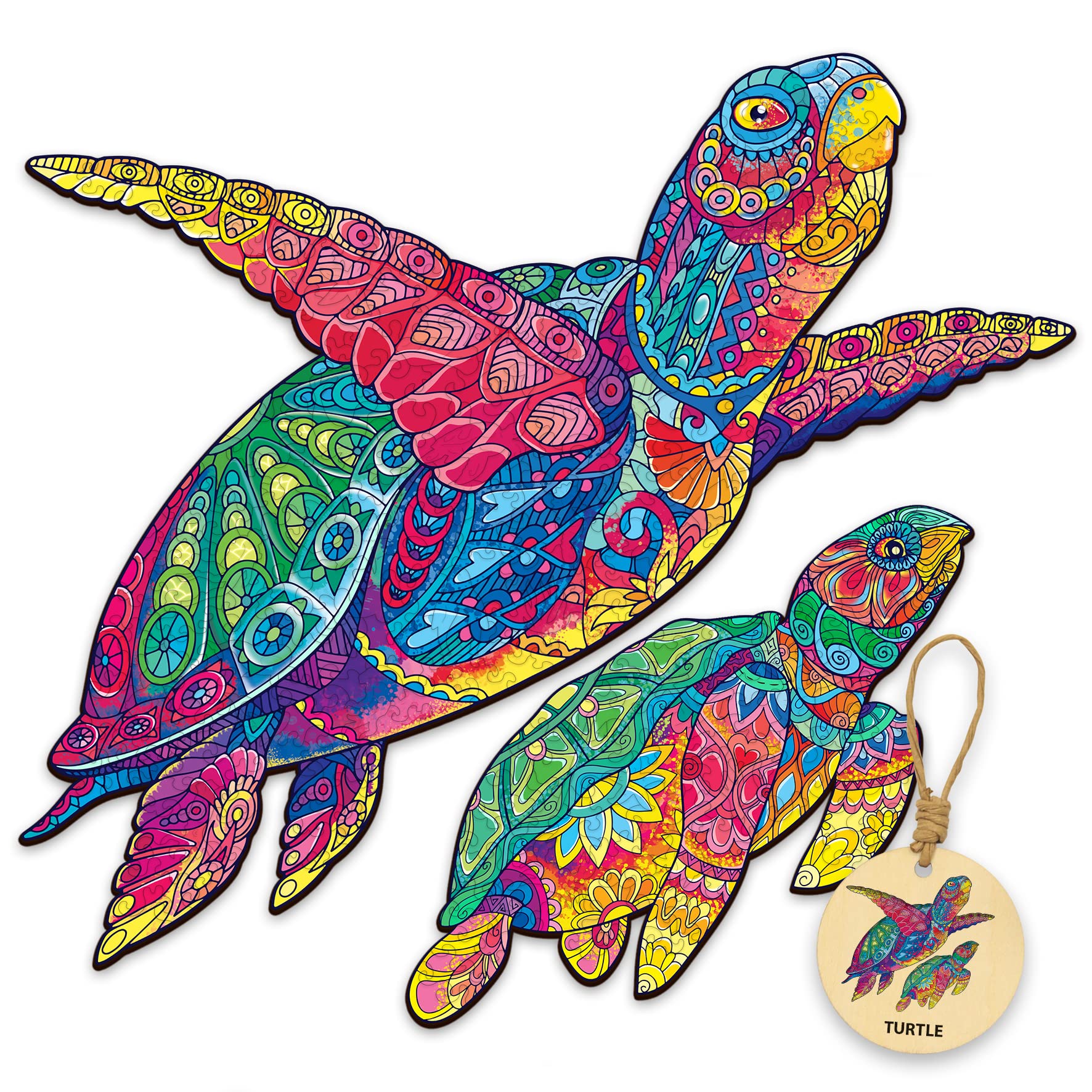 DEPLEE 310-Piece Wooden Jigsaw Puzzle for Adults - Unique Turtle Shaped Animal Puzzle (18x19.5 Inches) | Creative Challenge Gift for Family & Friends | Perfect for Relaxation, Stress Relief, and Home Decor