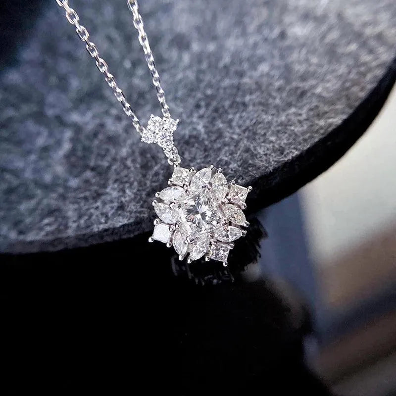 18K White Gold Diamond Pendant Necklace for Women - Luxury Shiny Wedding Jewelry with Real Natural Diamonds | Perfect for Bridal, Anniversary & Special Occasion Gifts