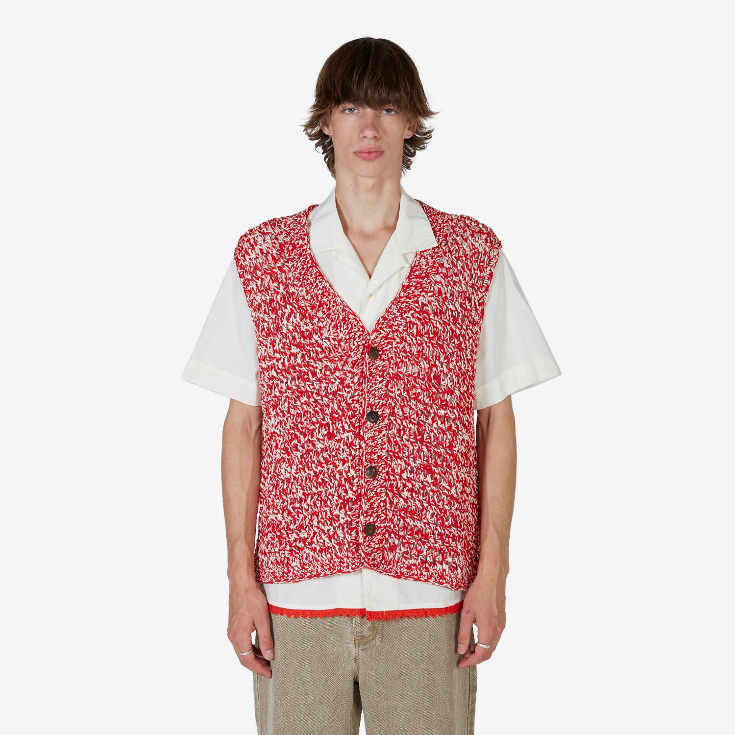Haroun Crochet Vest for Women - Sumac Melange Color, Boho Chic Lace Knit Cardigan - Perfect for Fall Layering, Casual Outfits, and Beach Cover-Ups