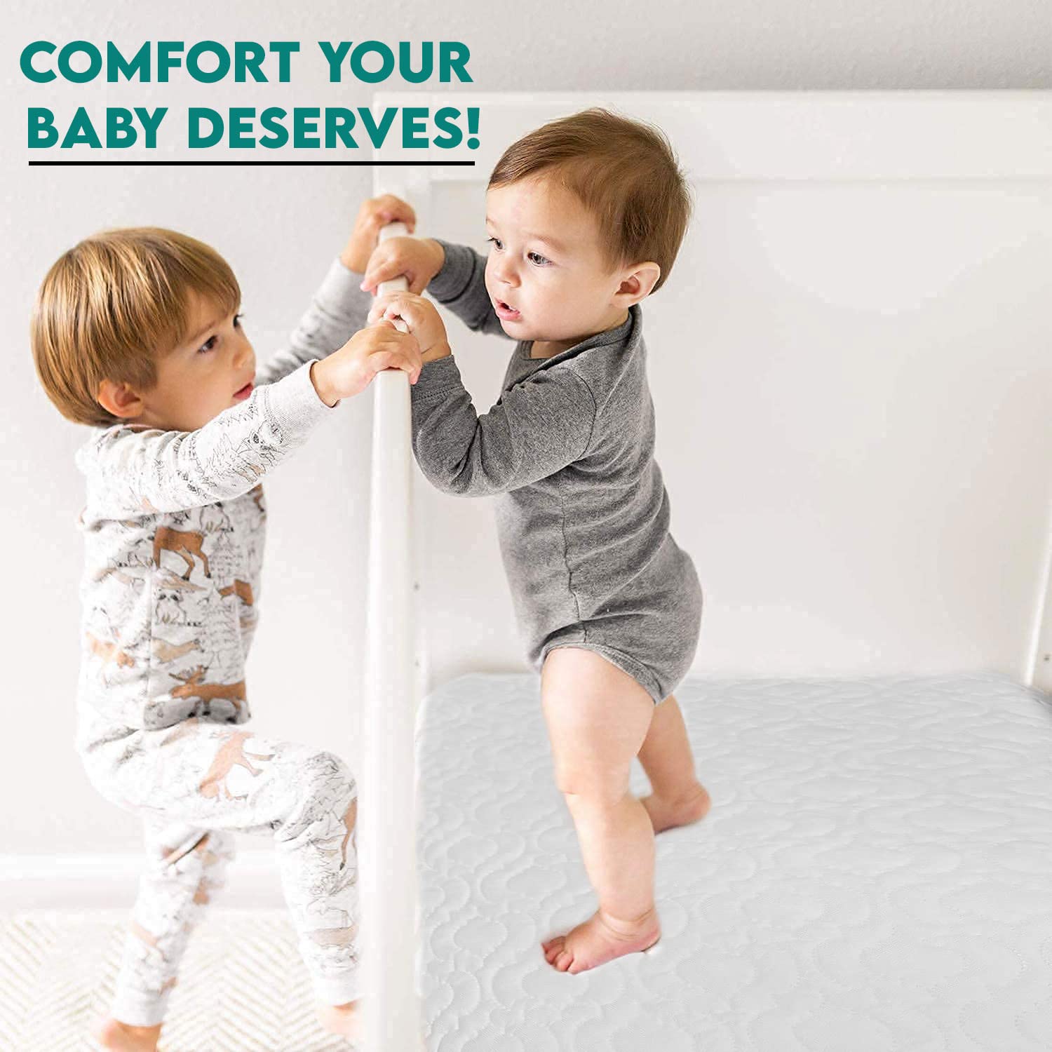 Brillars Baby Crib Mattress for Next to Me Cot Bed - Hypoallergenic Foam Mattress with Removable Quilt Cover (83x50x5cm) - Perfect for Travel, Nursery & Co-Sleeping