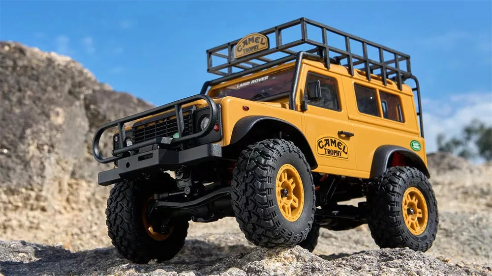 FMS FCX24M 1/24 Scale 4WD RC Rock Crawler Truck - Licensed Range Rover Camel Trophy Edition with LED Lights | 2.4G Remote Control Off-Road Vehicle for Indoor/Outdoor Crawling & Trail Adventures
