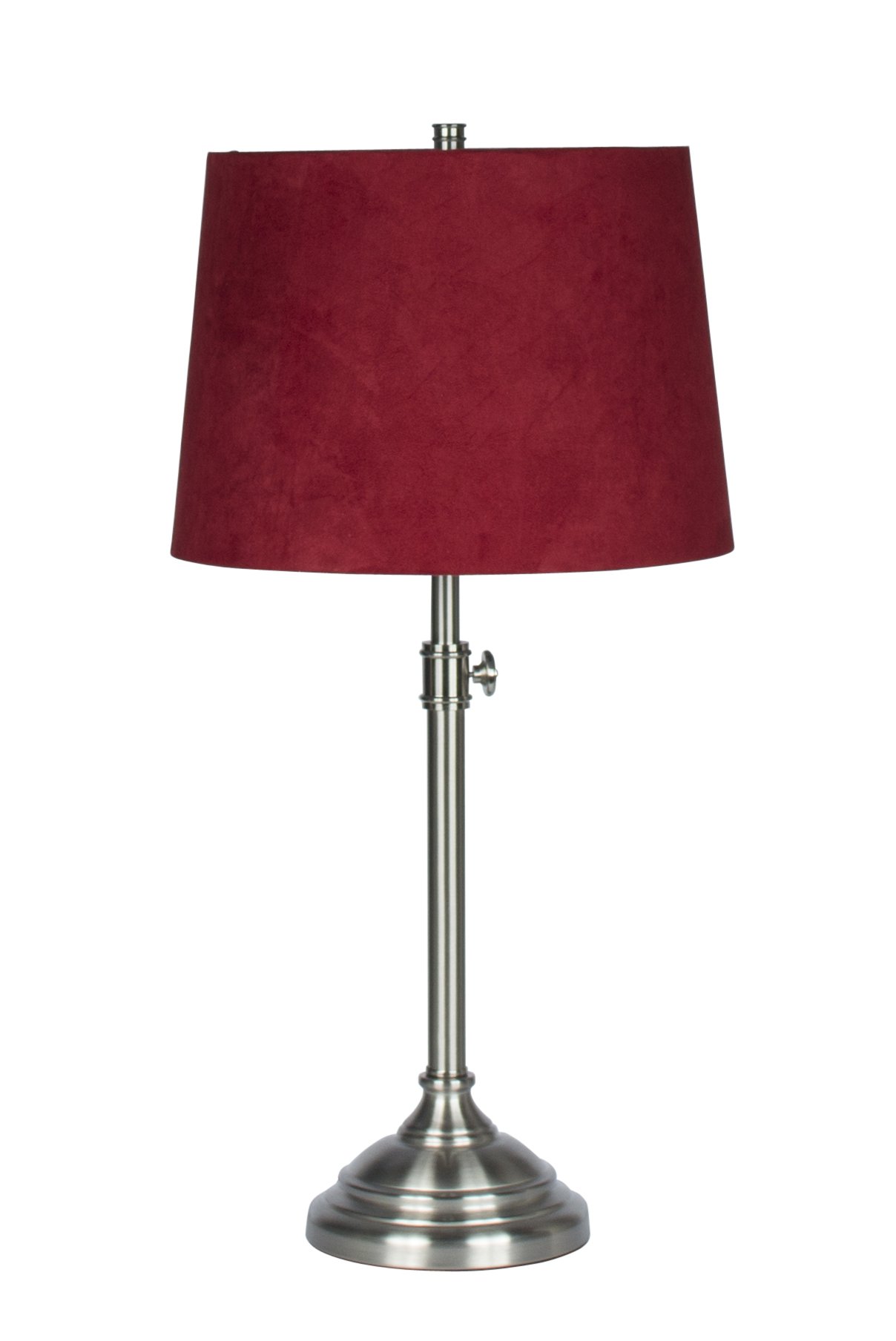 Urbanest Windsor Adjustable Table Lamp - Brushed Nickel Base & Red Suede Shade - Modern Desk Lamp for Home Office, Bedroom Nightstand, Living Room Decor