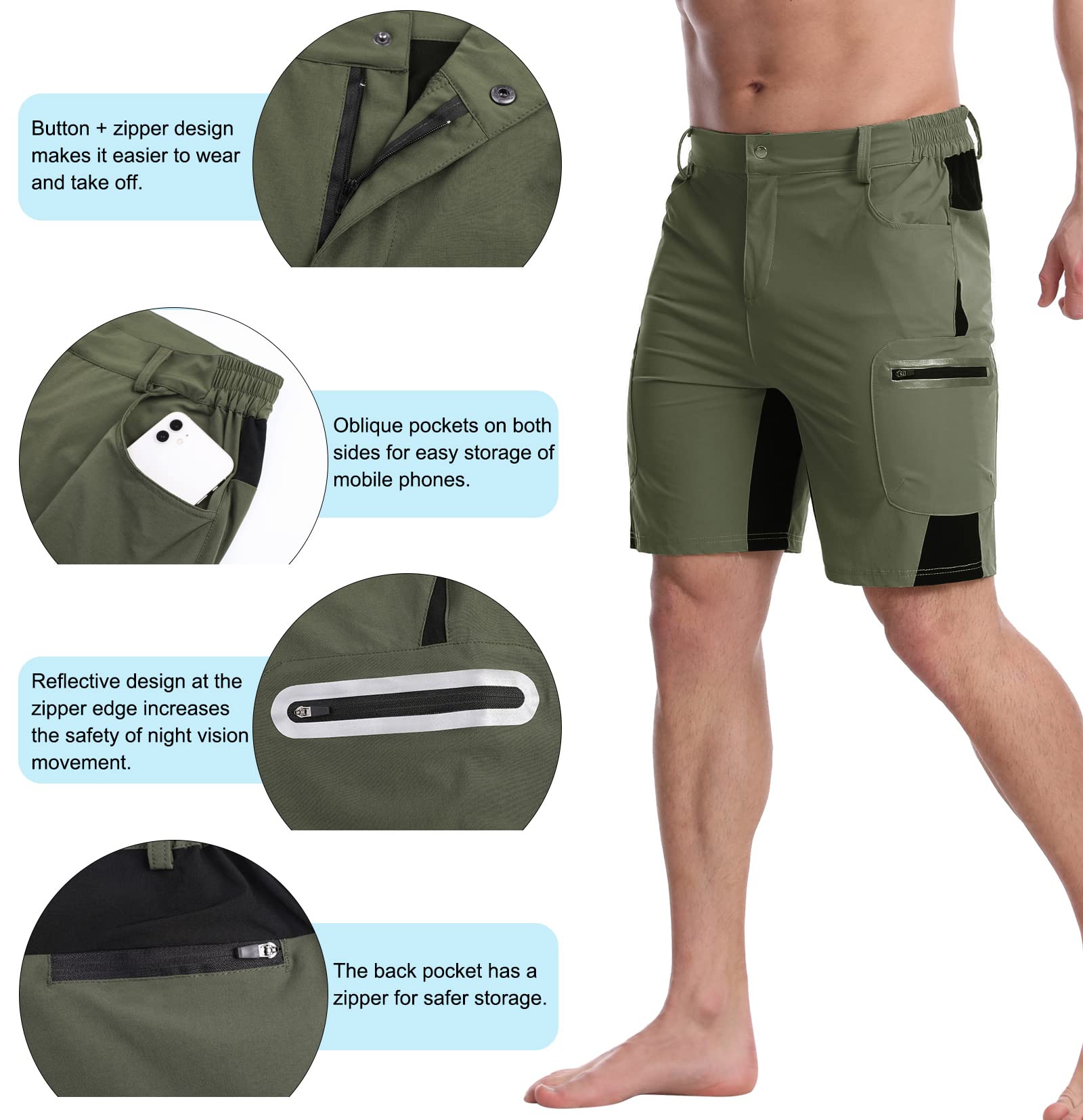 Surenow Men's Hiking Cargo Shorts - Lightweight Quick-Dry Outdoor Shorts with Pockets for Summer Camping, Fishing & Travel - Durable & Comfortable for Active Adventures