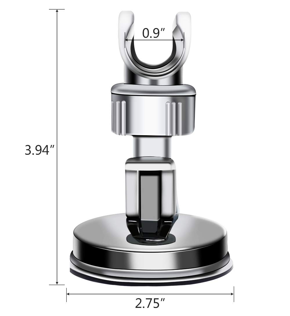 Adjustable Shower Head Holder with 360° Rotation & Vacuum Suction Cup - Removable Wall Mount Bracket for Bathroom (Silver) - Perfect for Handheld Showerheads, Spa & Relaxation