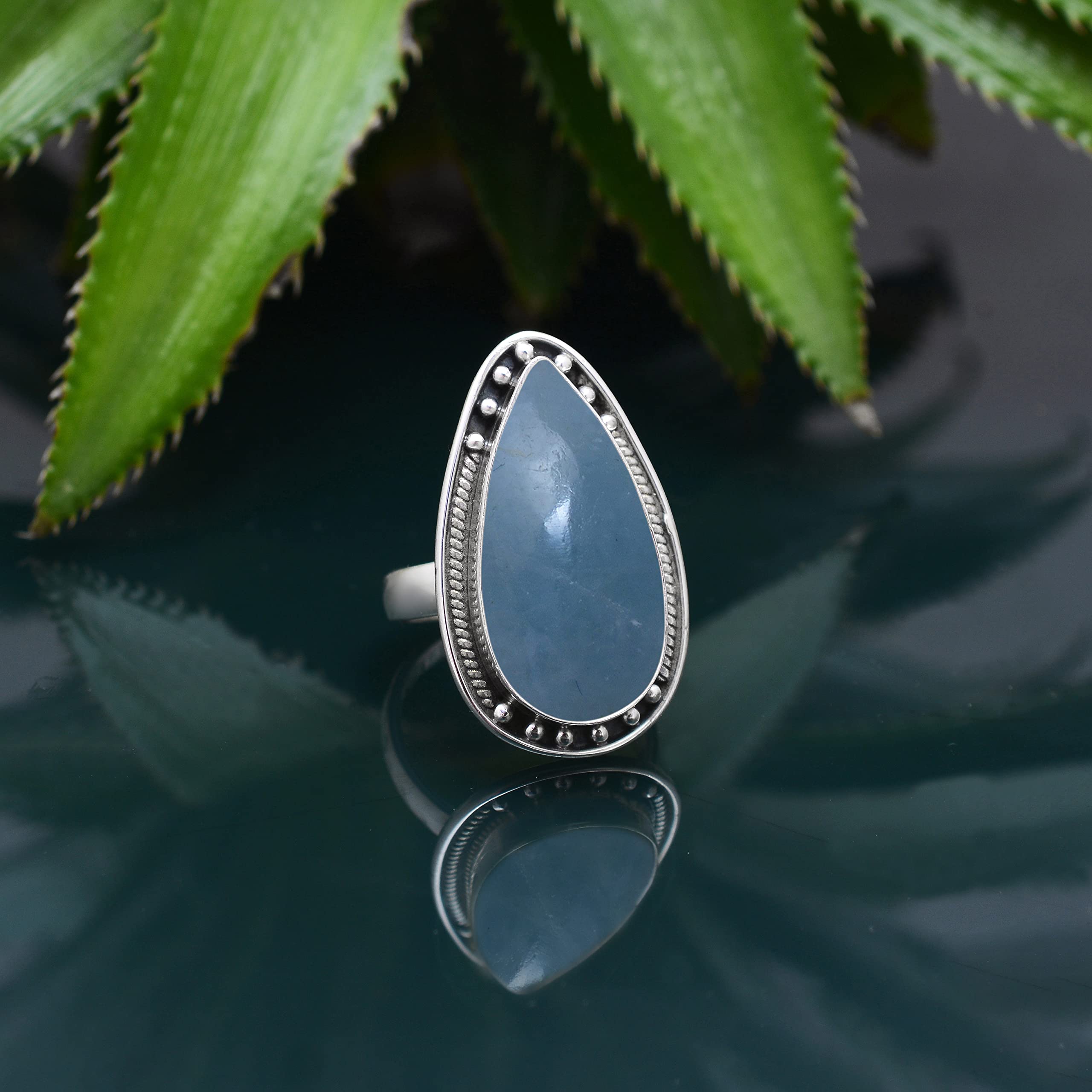 925 Sterling Silver Aquamarine Rings for Women - Handmade Gemstone Jewelry with Blue Aquamarine - Elegant Designer Ring for Everyday Wear & Special Occasions - VSR-209