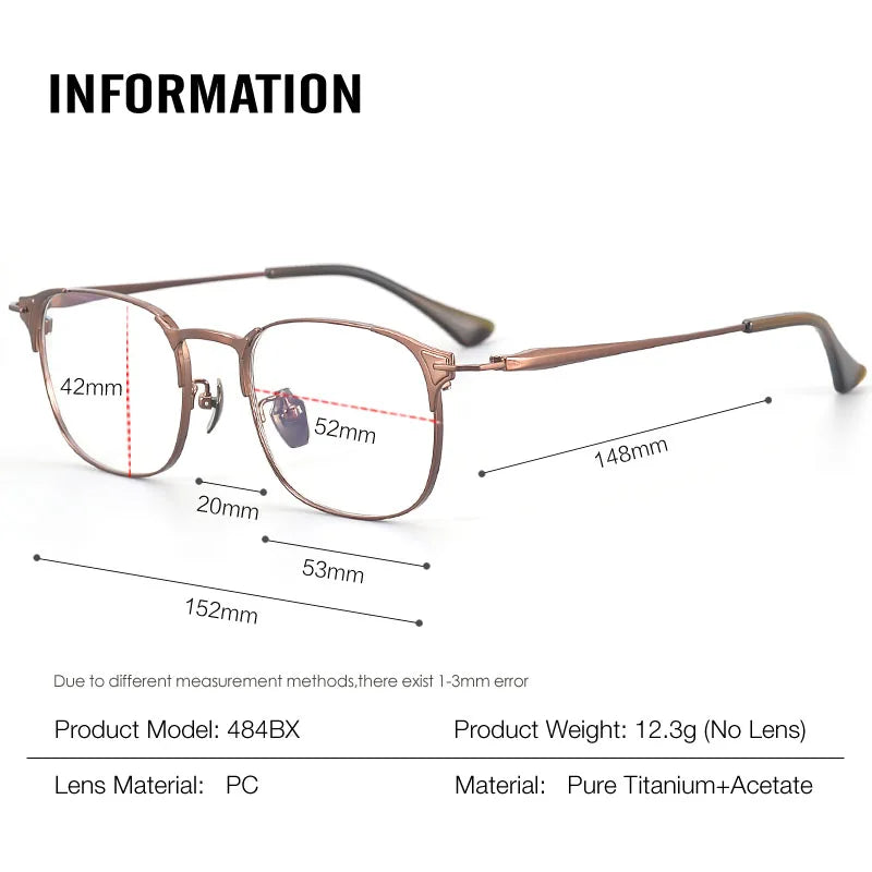 Stylish Aror Men's Full Rim Square Titanium Eyeglasses Frame 94484 - Lightweight & Durable for Work, Reading & Everyday Wear