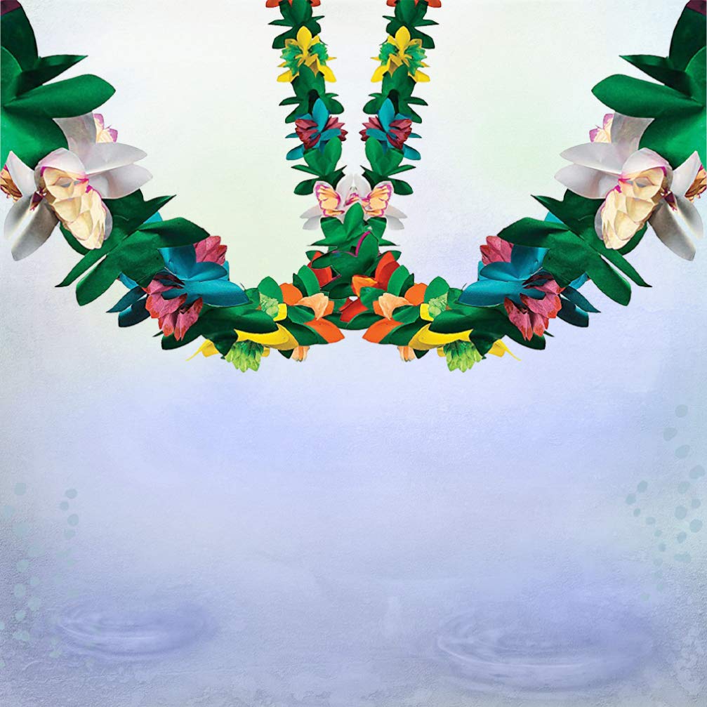 2Pcs Hawaiian Hanging Decorations - Tropical Paper Flower Party Banner for Wedding, Birthday, Luau & Beach Party Decor - Perfect for Home, Backyard, and Outdoor Events