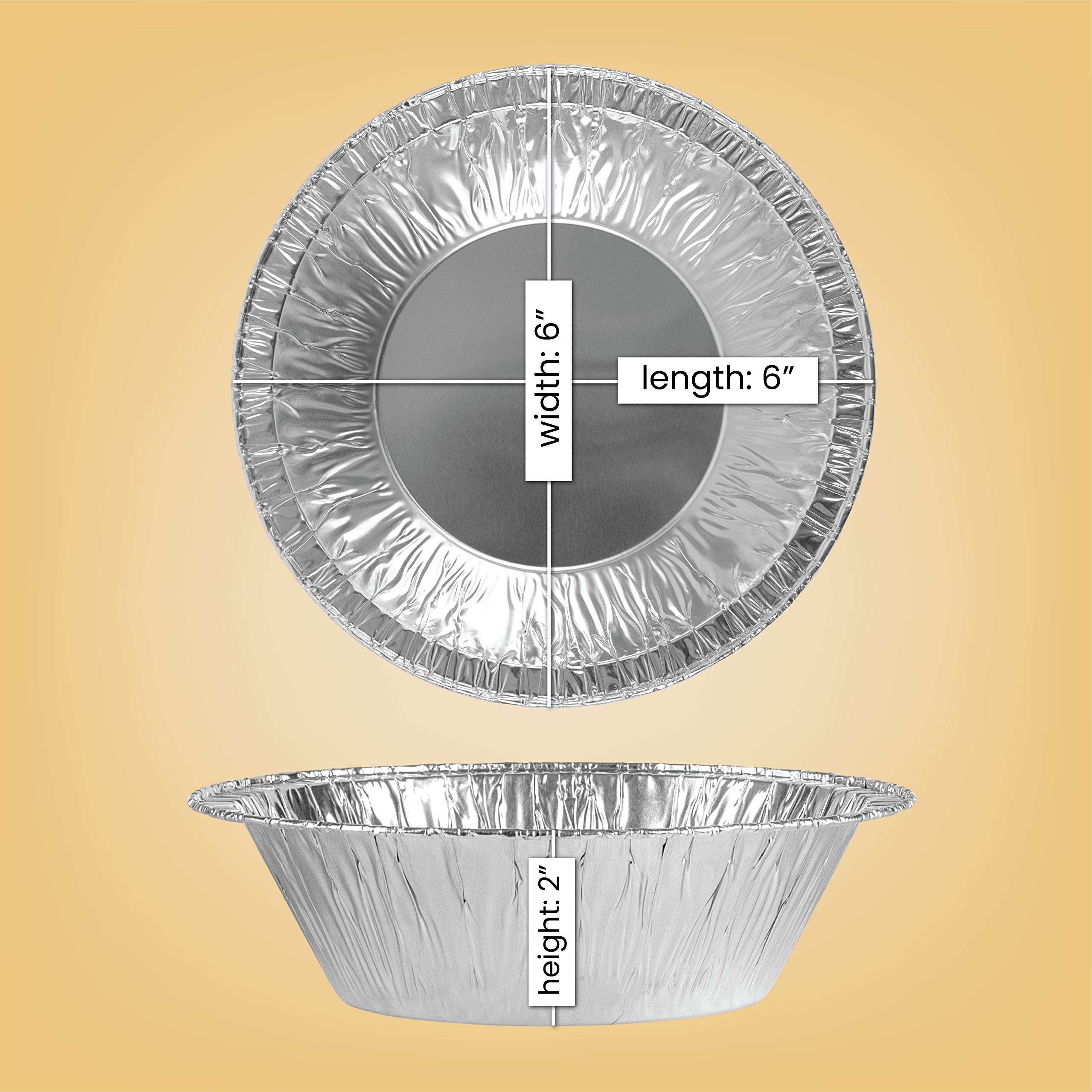 PLASTICPRO 6-Inch Round Disposable Aluminum Foil Cake Pans - Oven & Freezer Safe Baking Pans for Cakes, Cupcakes, Pies & Desserts - Perfect for Baking, Cooking, Food Storage, Roasting & Reheating - Pack of 50 - Ideal for Home Baking, Party Catering & Restaurant Use