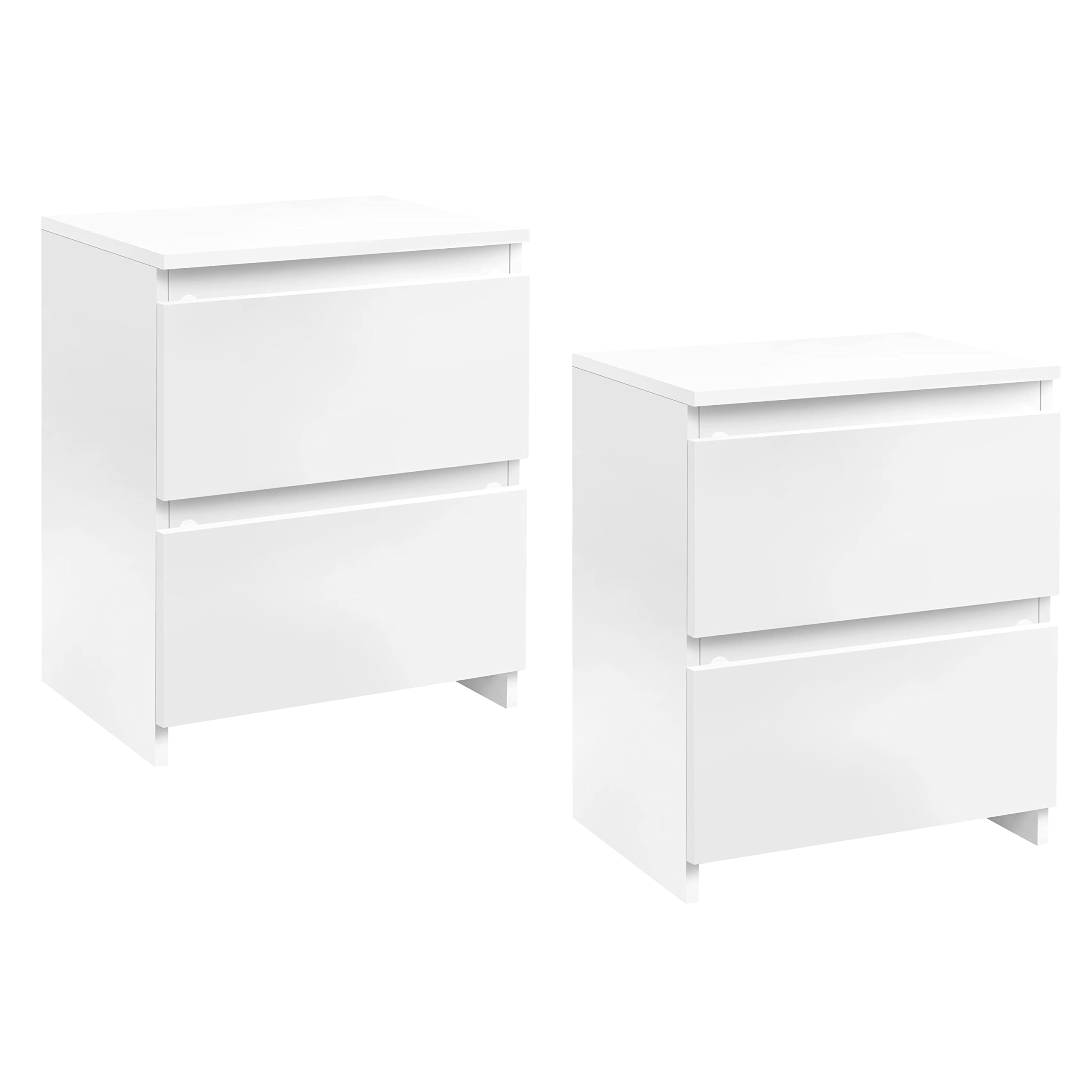 Topeakmart 2-Piece Modern End Table Set with 2 Drawers - White Side Tables for Living Room, Bedroom & Home Office - Easy Assembly Storage Organizer - Perfect for Small Spaces, Reading Nooks & Guest Rooms