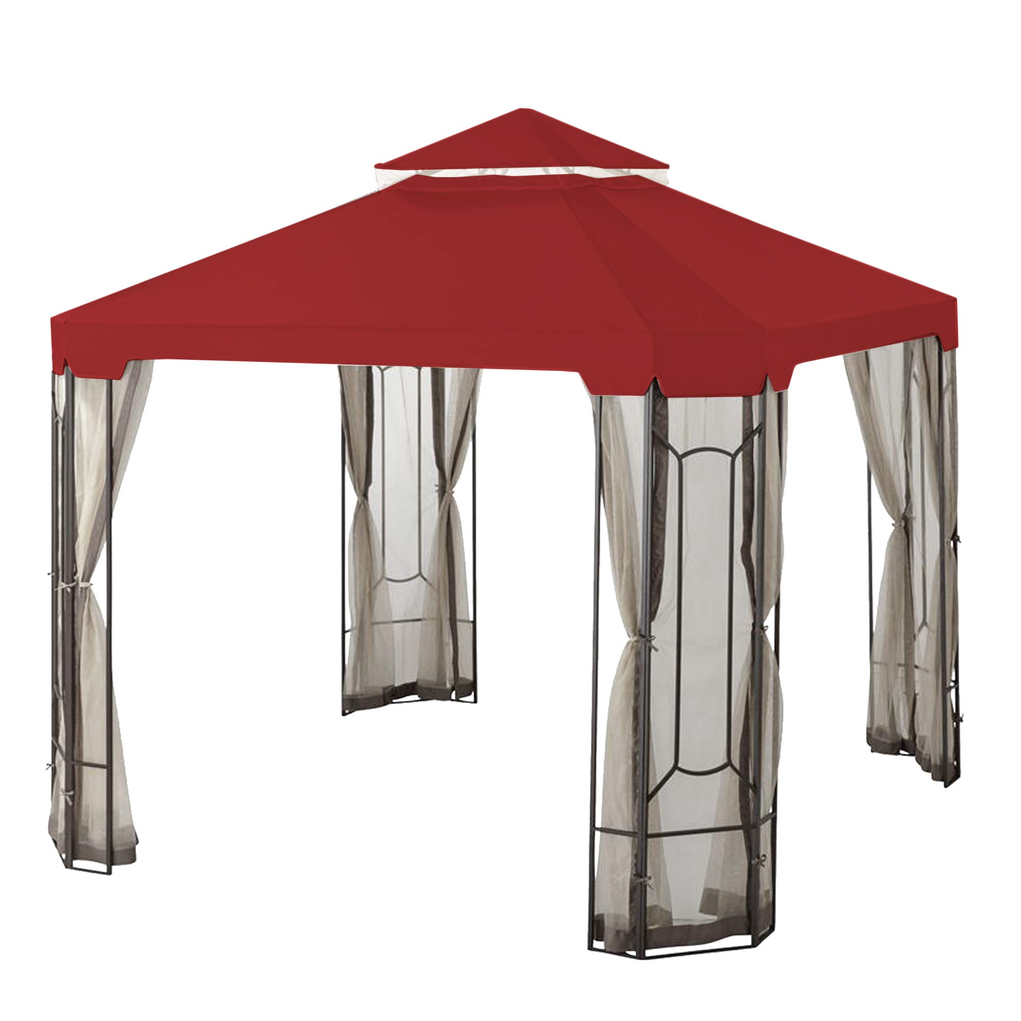 Garden Winds Replacement Canopy for Cottleville Gazebo - Riplock 350 Durable Fabric - Cinnabar Red Color - Perfect for Outdoor Patio, Backyard, and Garden Shade Protection