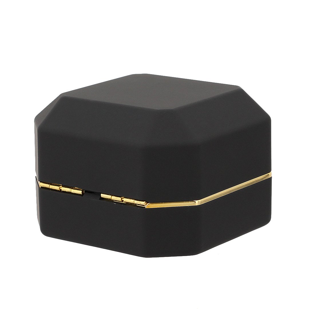 Square Velvet Engagement Ring Box with LED Light - Jewelry Gift Box for Proposals, Wedding, Anniversary (Black) - Perfect for Romantic Surprises & Special Occasions