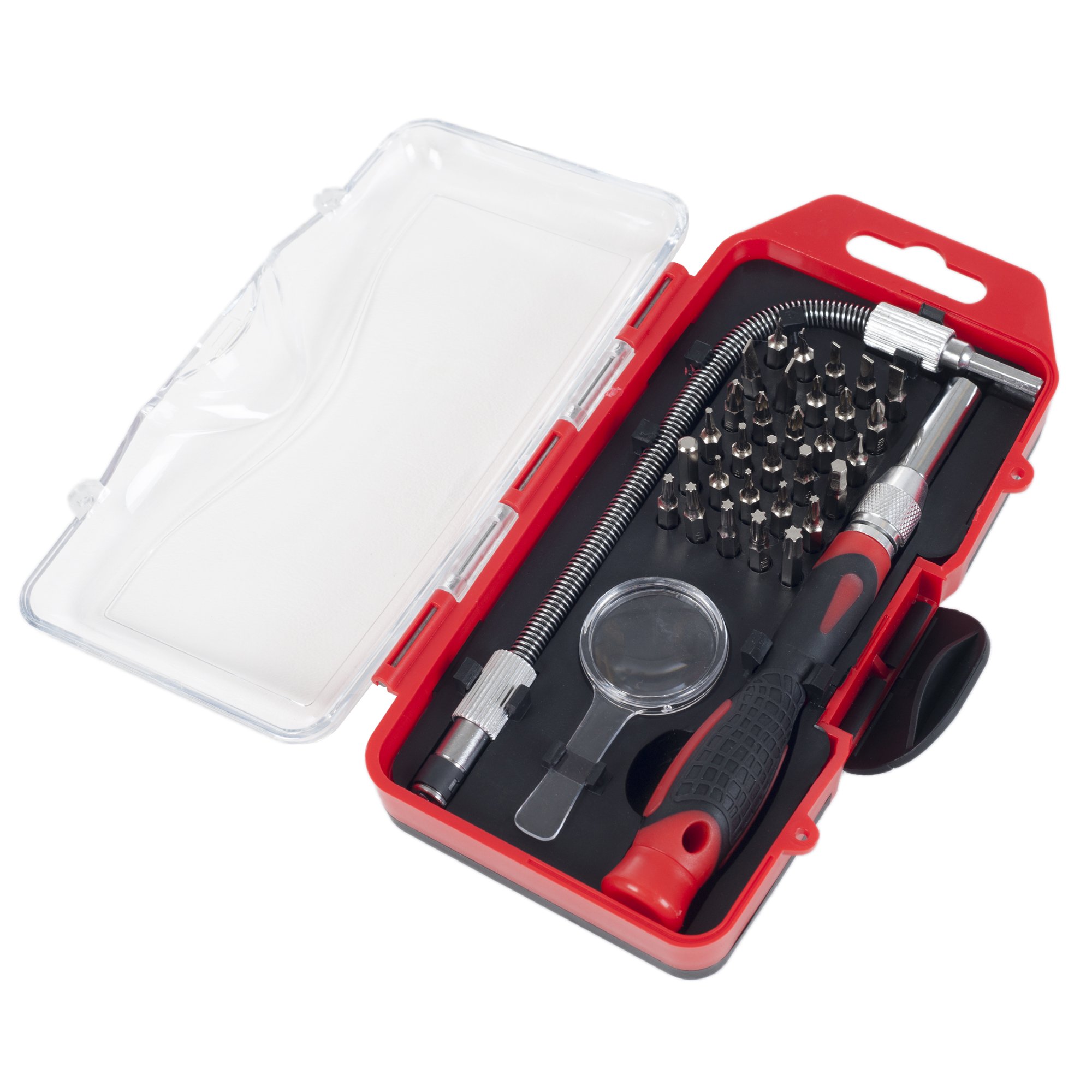 Stalwart 30-Piece Precision Screwdriver Set with Flexible Shaft & Magnifying Glass - Professional Electronics Repair Tools for Phones, Laptops, Watches - Complete Home & DIY Tool Kit in Durable Case