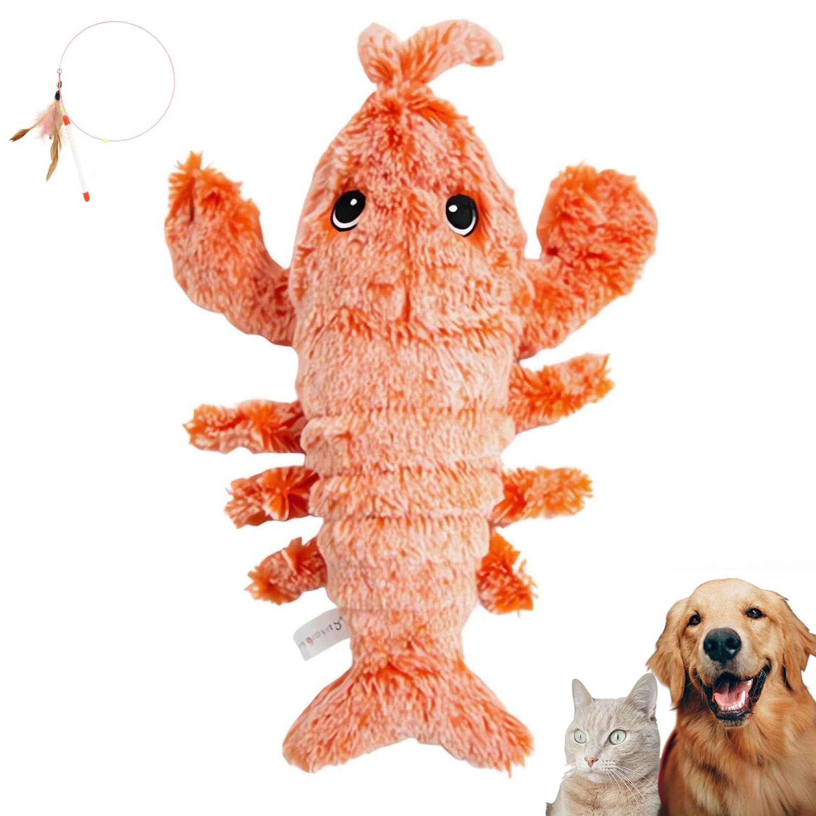 Interactive Wiggly Lobster Dog Toy - Floppy & Furry Plush Pet Toy for Small Dogs & Cats - Orange (1pc) - Perfect for Playtime, Training & Cuddling