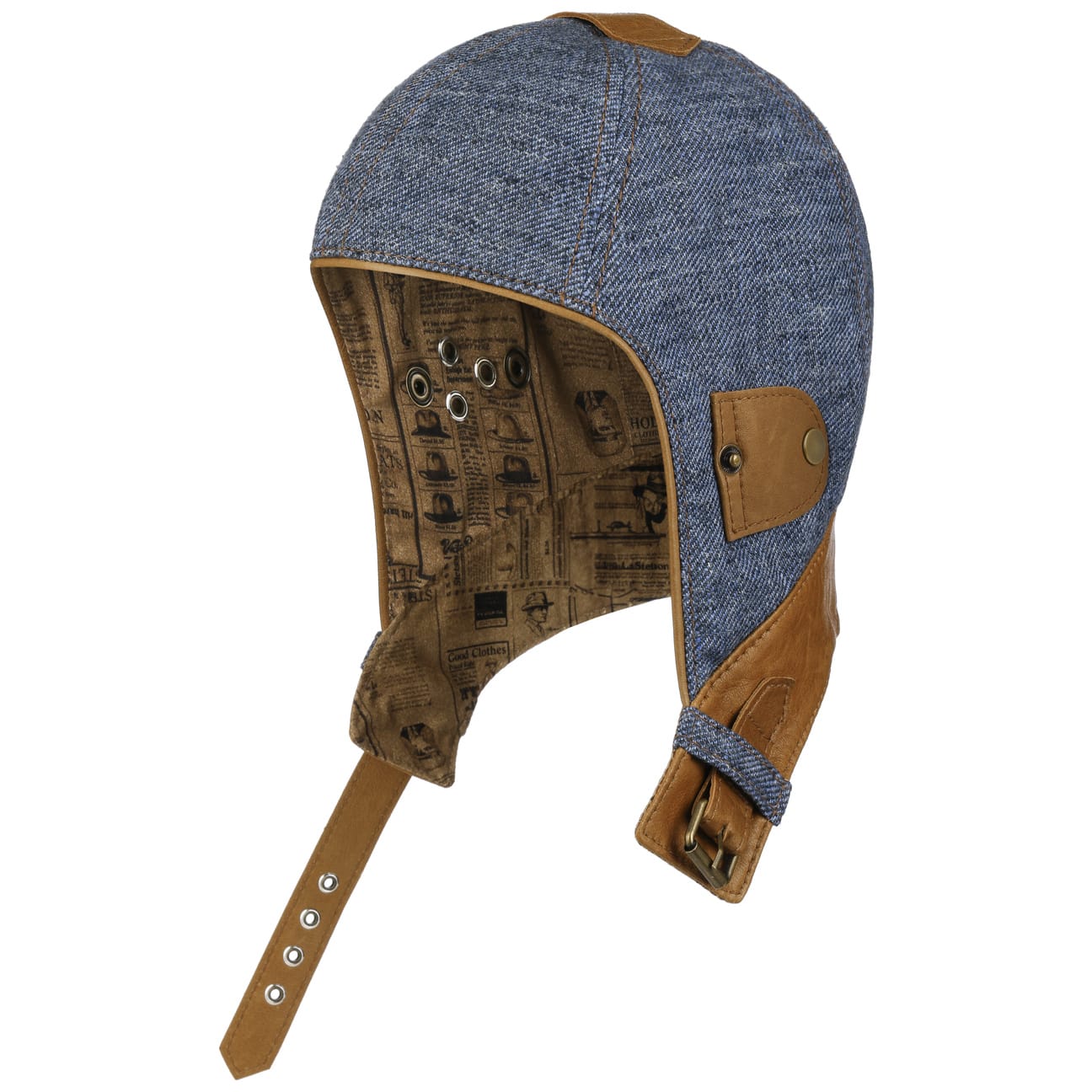 Stetson Genuine Leather Linen Aviator Helmet - Vintage Flying Cap for Motorcycle, Biker, and Aviation Enthusiasts - Perfect for Riding, Cosplay, and Collecting