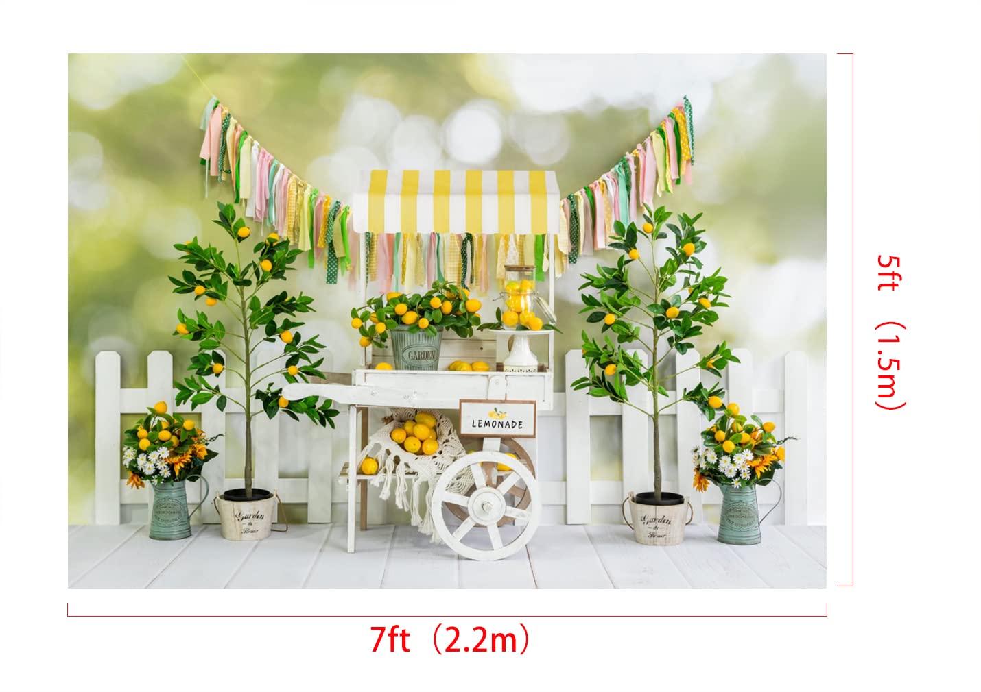 7x5ft Lemon Photography Backdrop - Summer Lemonade Party Decor, Birthday Banner Background for Portraits & Photo Props | Perfect for Baby Showers, Bridal Showers, and Outdoor Events