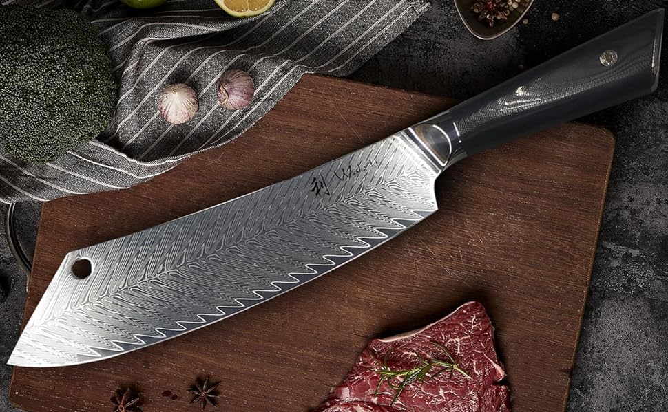 **Wakoli Damascus Chef Knife 9.3-inch - Ultra Sharp 67-Layer Genuine Damascus Steel Kitchen Knife with G10 Handle, Feza Series - Perfect for Slicing, Dicing & Professional Cooking**